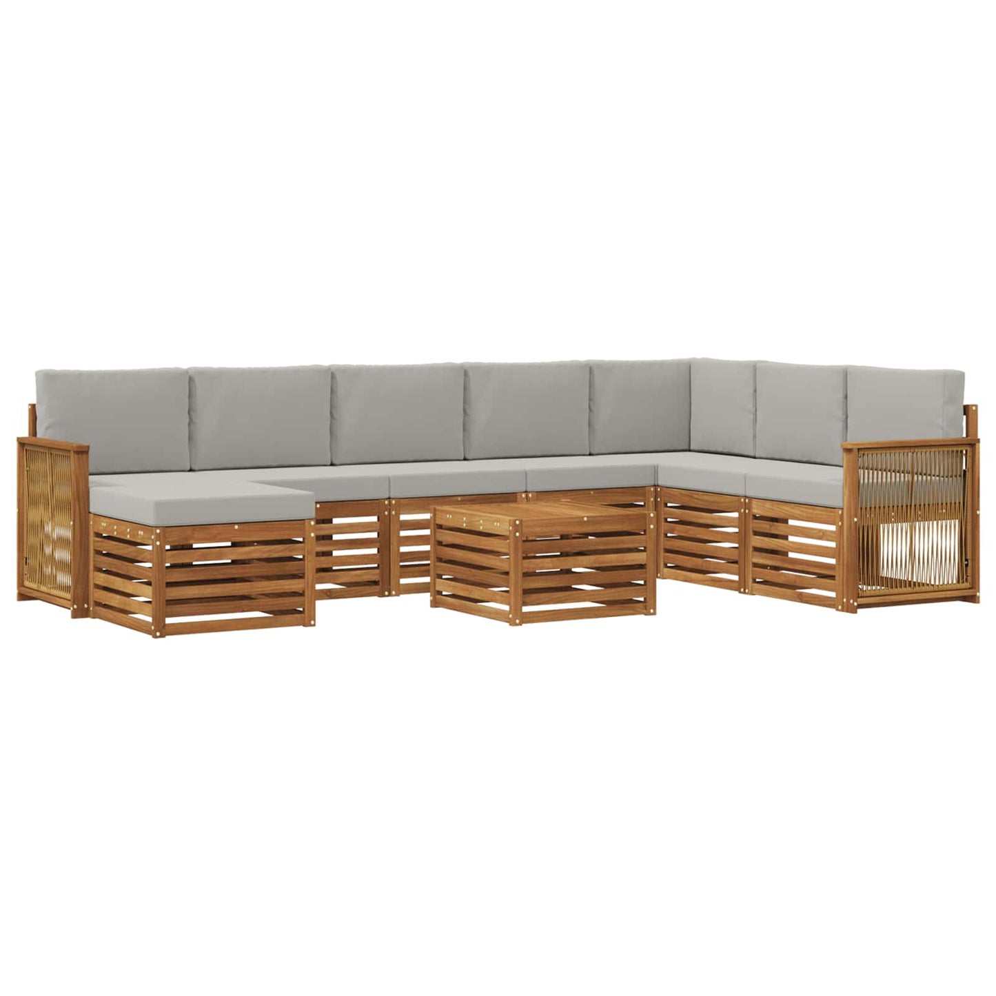 Buiten bankenset met kussen 7 pcs Naturel en lichtgrijs is nu te koop bij PeponiXL, paradijselijk wonen!