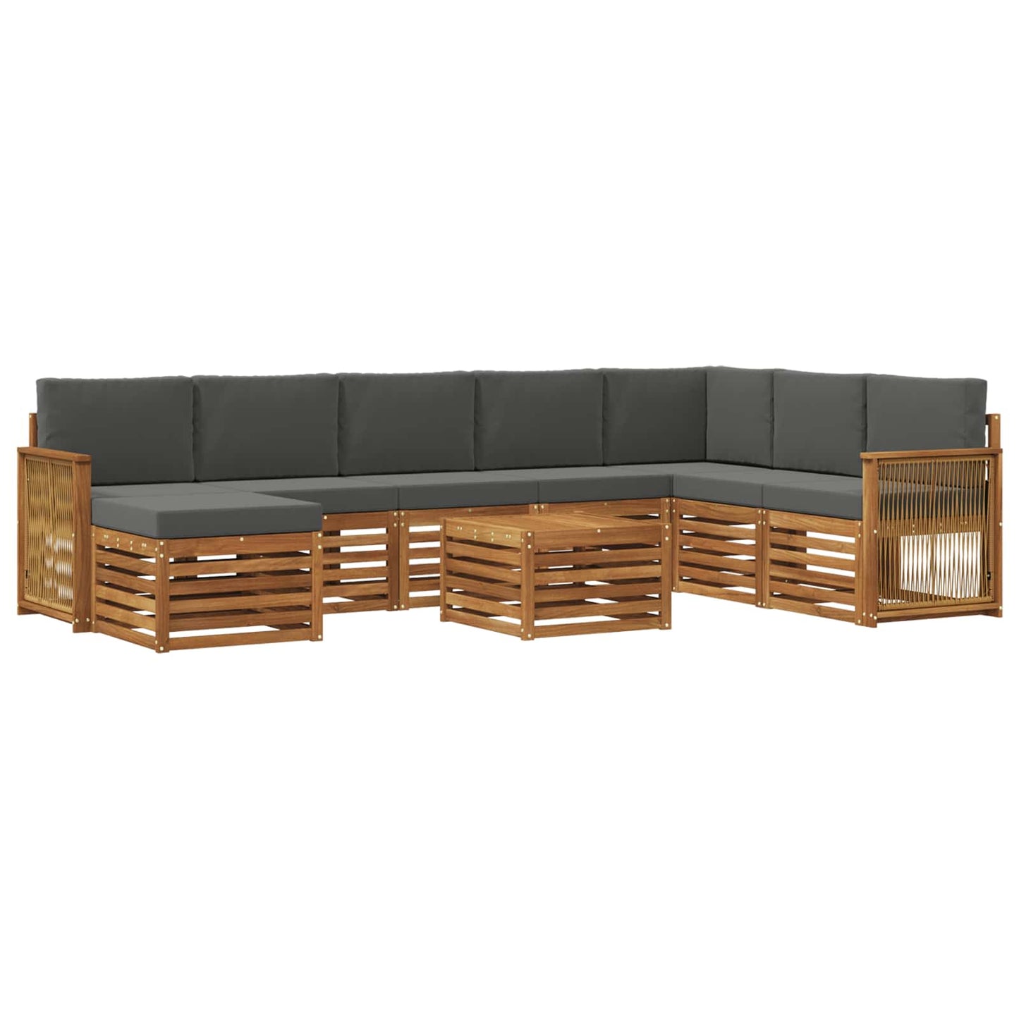 Buiten bankenset met kussen 7 pcs Natuurlijk en Antraciet is nu te koop bij PeponiXL, paradijselijk wonen!