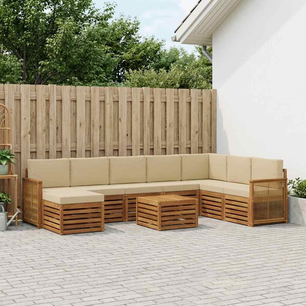 Buiten bankenset 7 pcs Naturel Massief Acaciahout en Polyester is nu te koop bij PeponiXL, paradijselijk wonen!