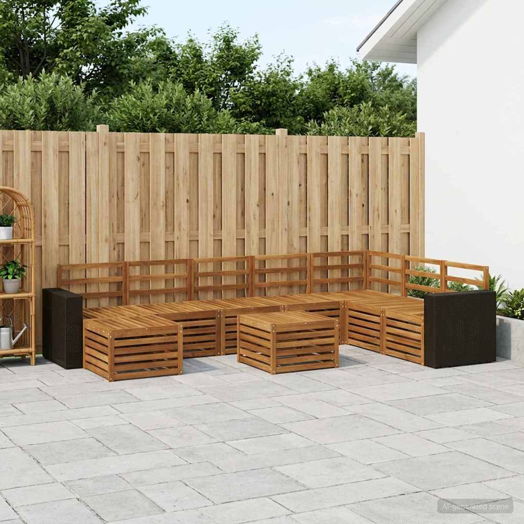 Buiten bankenset 9 pcs Naturel Massief Acaciahout is nu te koop bij PeponiXL, paradijselijk wonen!