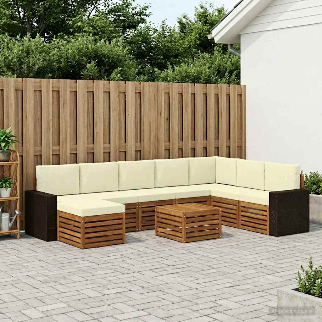 Buiten bankenset met kussen 9 pcs Natuurlijk en Crème is nu te koop bij PeponiXL, paradijselijk wonen!