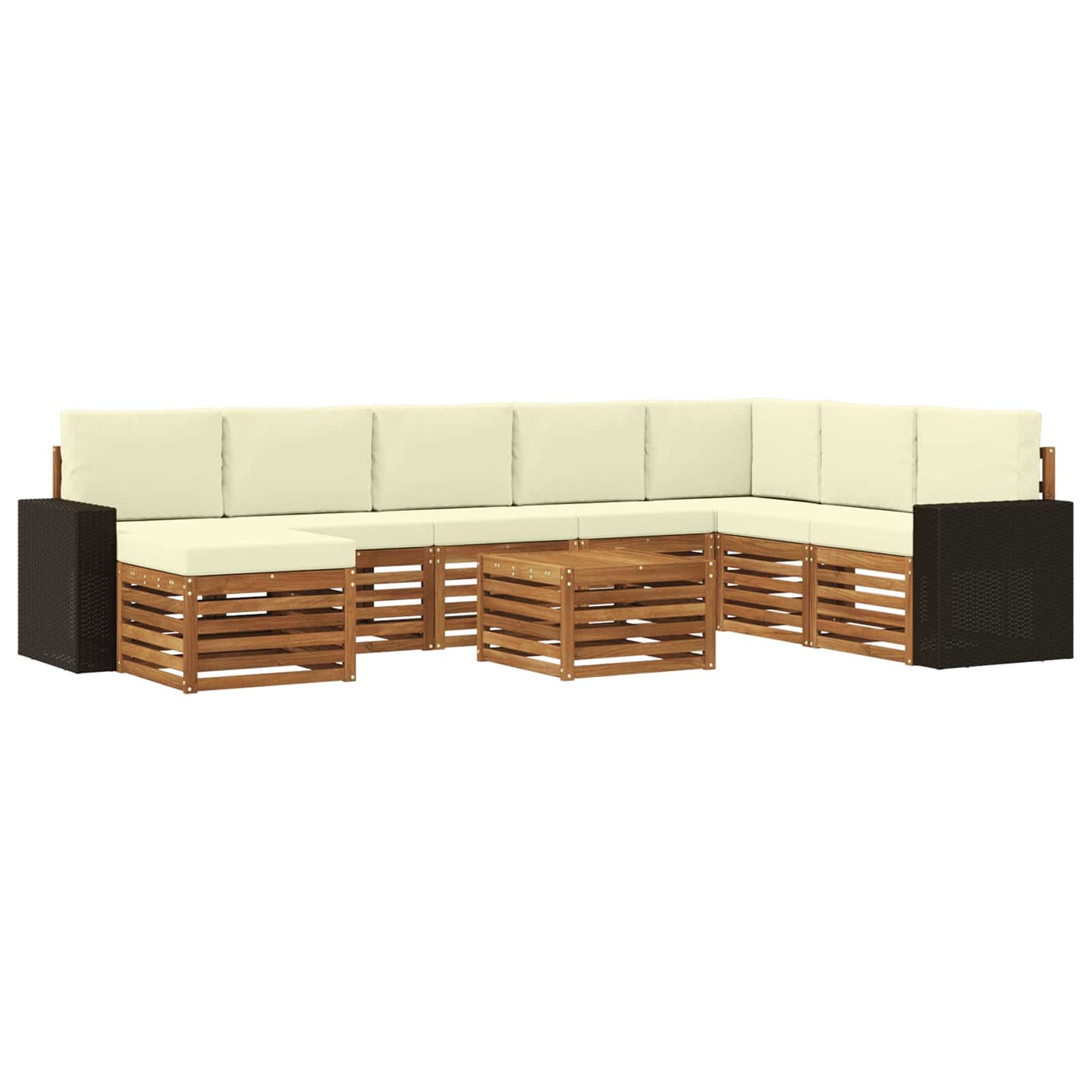 Buiten bankenset met kussen 9 pcs Natuurlijk en Crème is nu te koop bij PeponiXL, paradijselijk wonen!