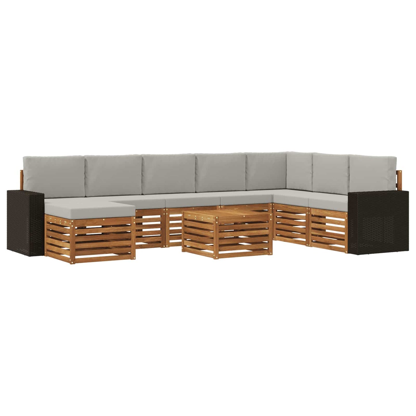 Buiten bankenset met kussen 9 pcs Naturel en lichtgrijs is nu te koop bij PeponiXL, paradijselijk wonen!