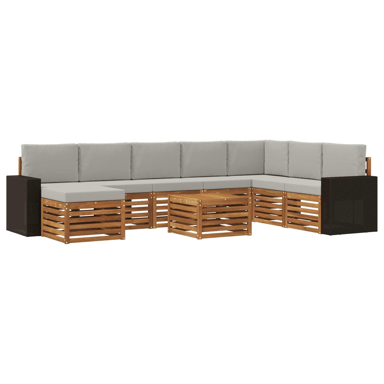 Buiten bankenset met kussen 9 pcs Naturel en lichtgrijs is nu te koop bij PeponiXL, paradijselijk wonen!