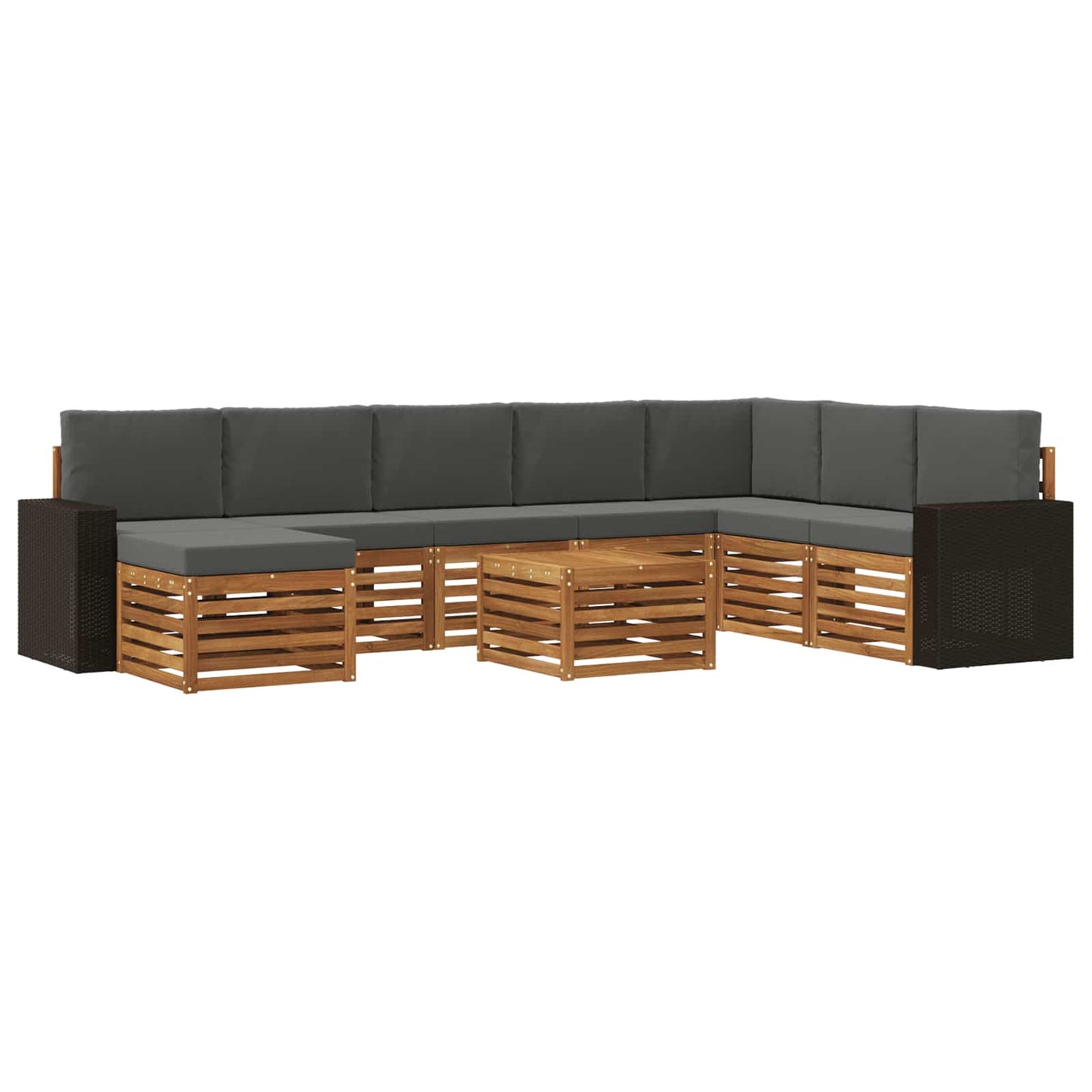 Buiten bankenset met kussen 9 pcs Natuurlijk en Antraciet is nu te koop bij PeponiXL, paradijselijk wonen!