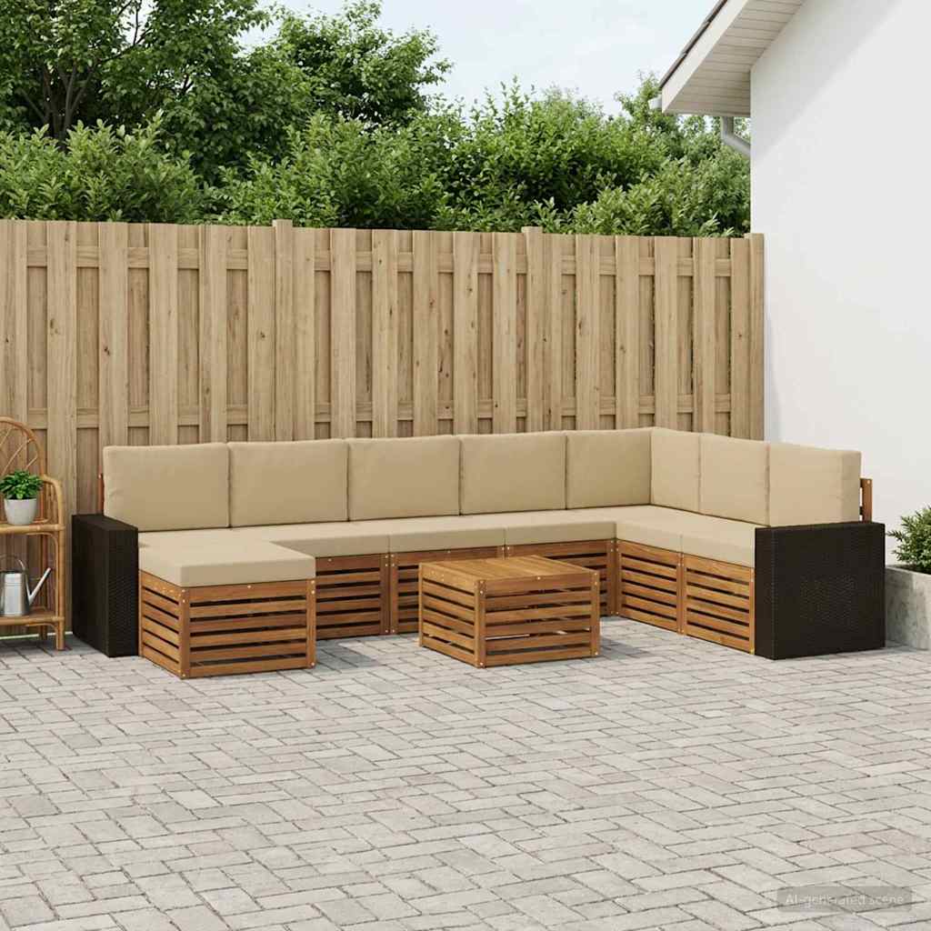 Buiten bankenset met kussen 9 pcs Natuurlijk en Beige is nu te koop bij PeponiXL, paradijselijk wonen!