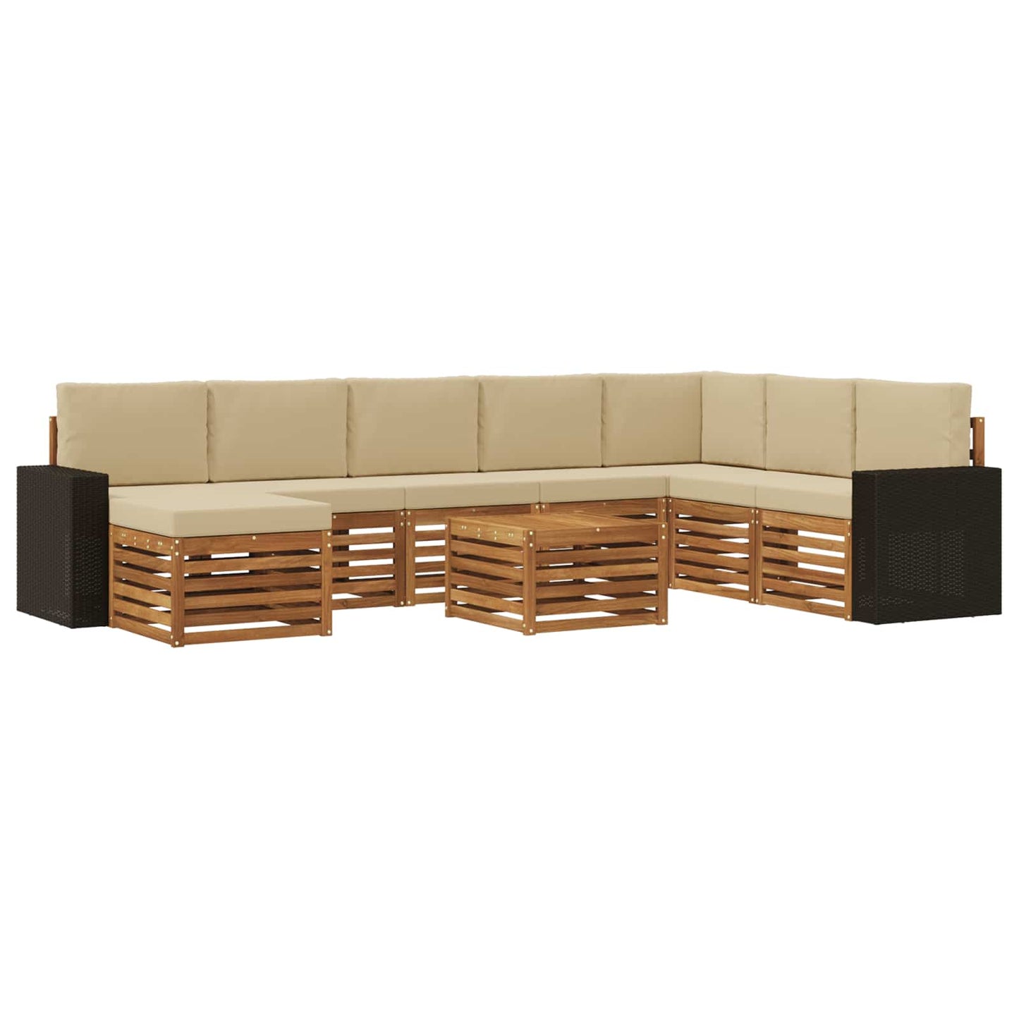 Buiten bankenset met kussen 9 pcs Natuurlijk en Beige is nu te koop bij PeponiXL, paradijselijk wonen!