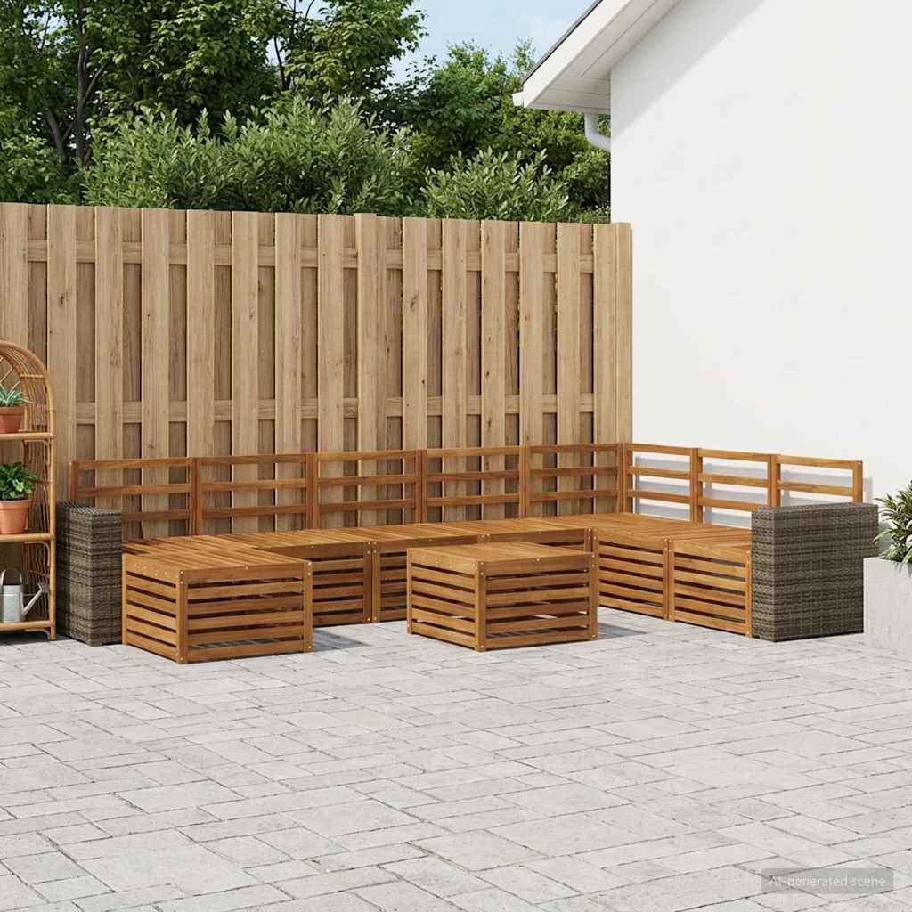 Buiten bankenset 9 pcs Naturel Massief Acaciahout is nu te koop bij PeponiXL, paradijselijk wonen!