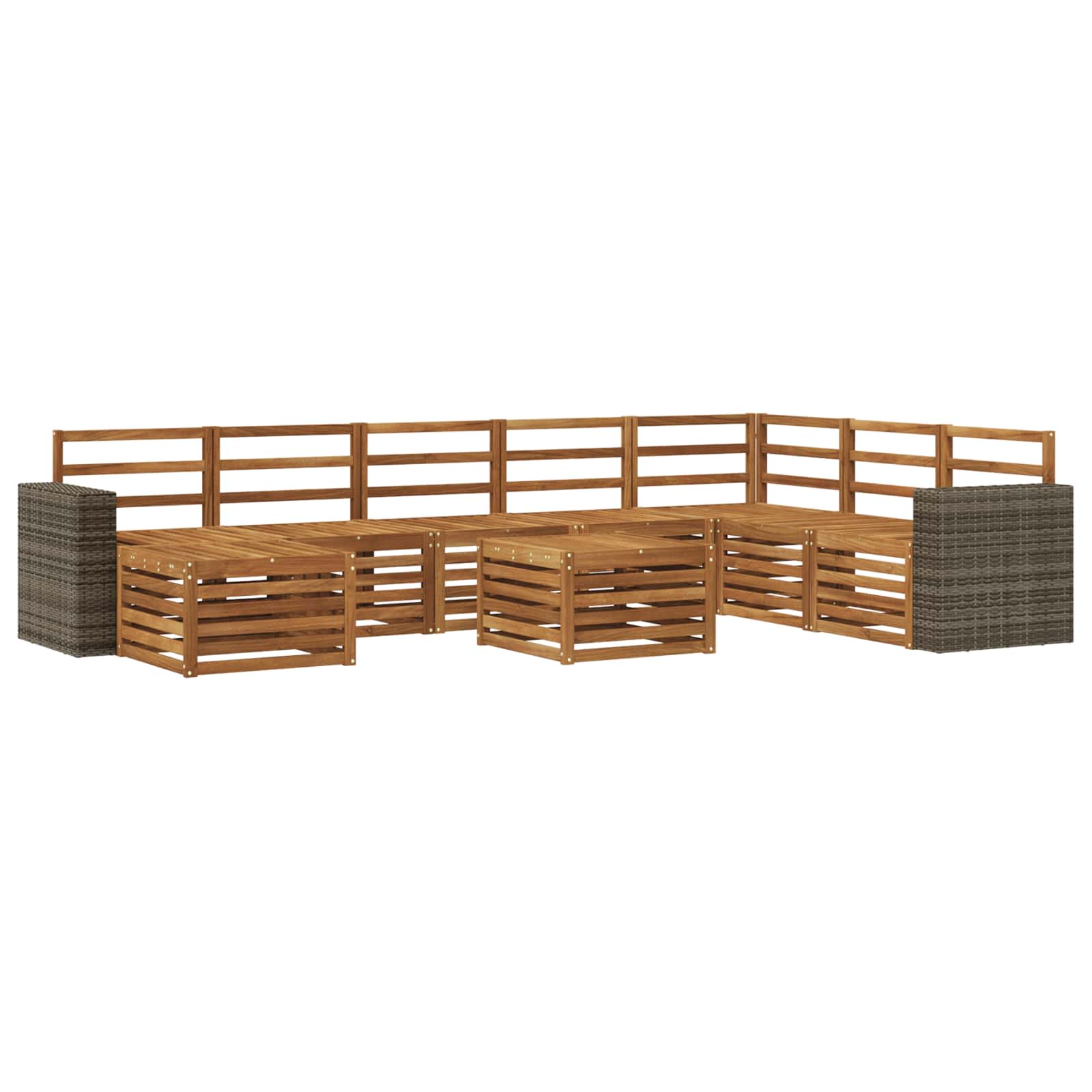 Buiten bankenset 9 pcs Naturel Massief Acaciahout is nu te koop bij PeponiXL, paradijselijk wonen!