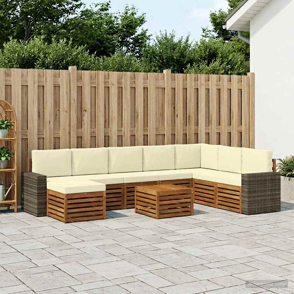 Buiten bankenset met kussen 9 pcs Natuurlijk en Crème is nu te koop bij PeponiXL, paradijselijk wonen!