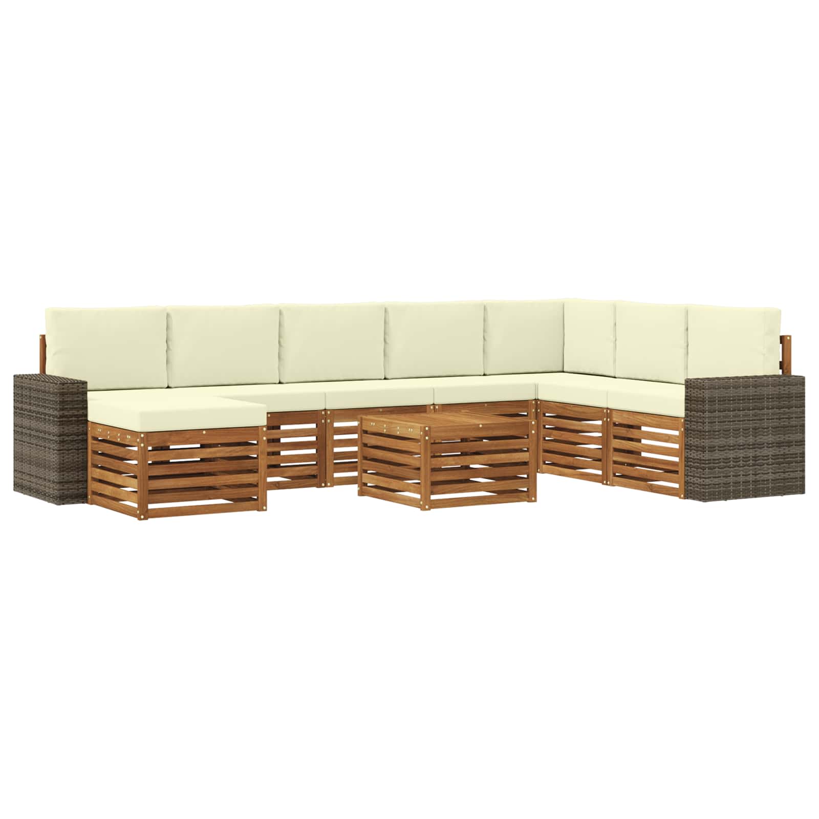 Buiten bankenset met kussen 9 pcs Natuurlijk en Crème is nu te koop bij PeponiXL, paradijselijk wonen!
