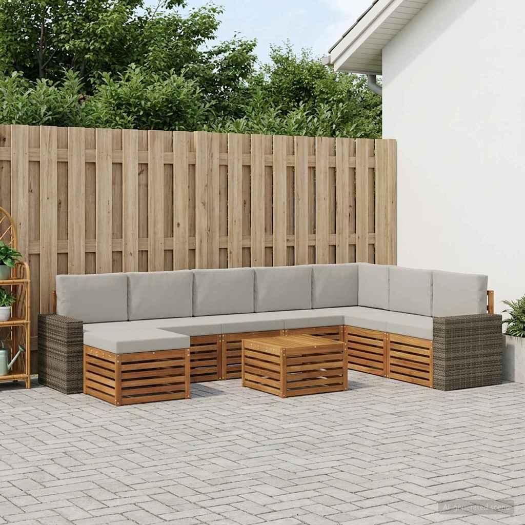 Buiten bankenset met kussen 9 pcs Naturel en lichtgrijs is nu te koop bij PeponiXL, paradijselijk wonen!