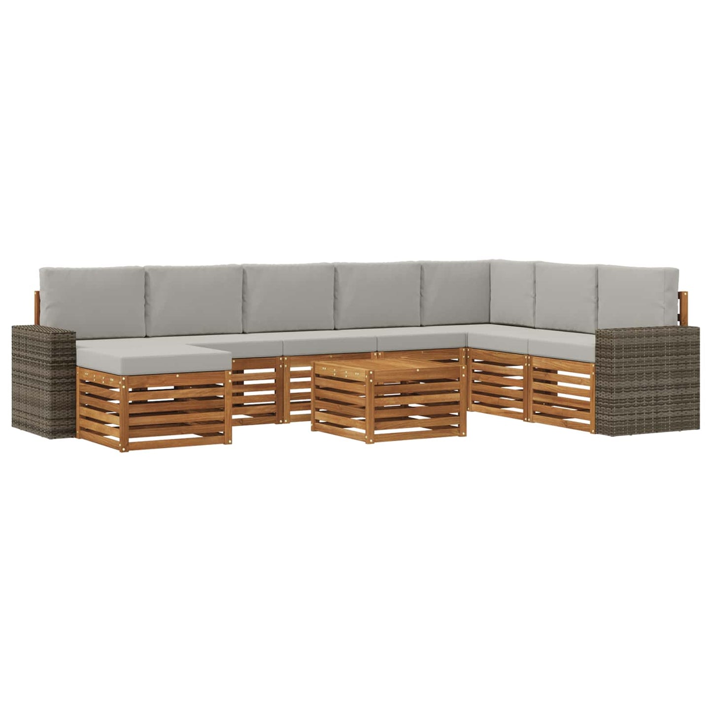 Buiten bankenset met kussen 9 pcs Naturel en lichtgrijs is nu te koop bij PeponiXL, paradijselijk wonen!