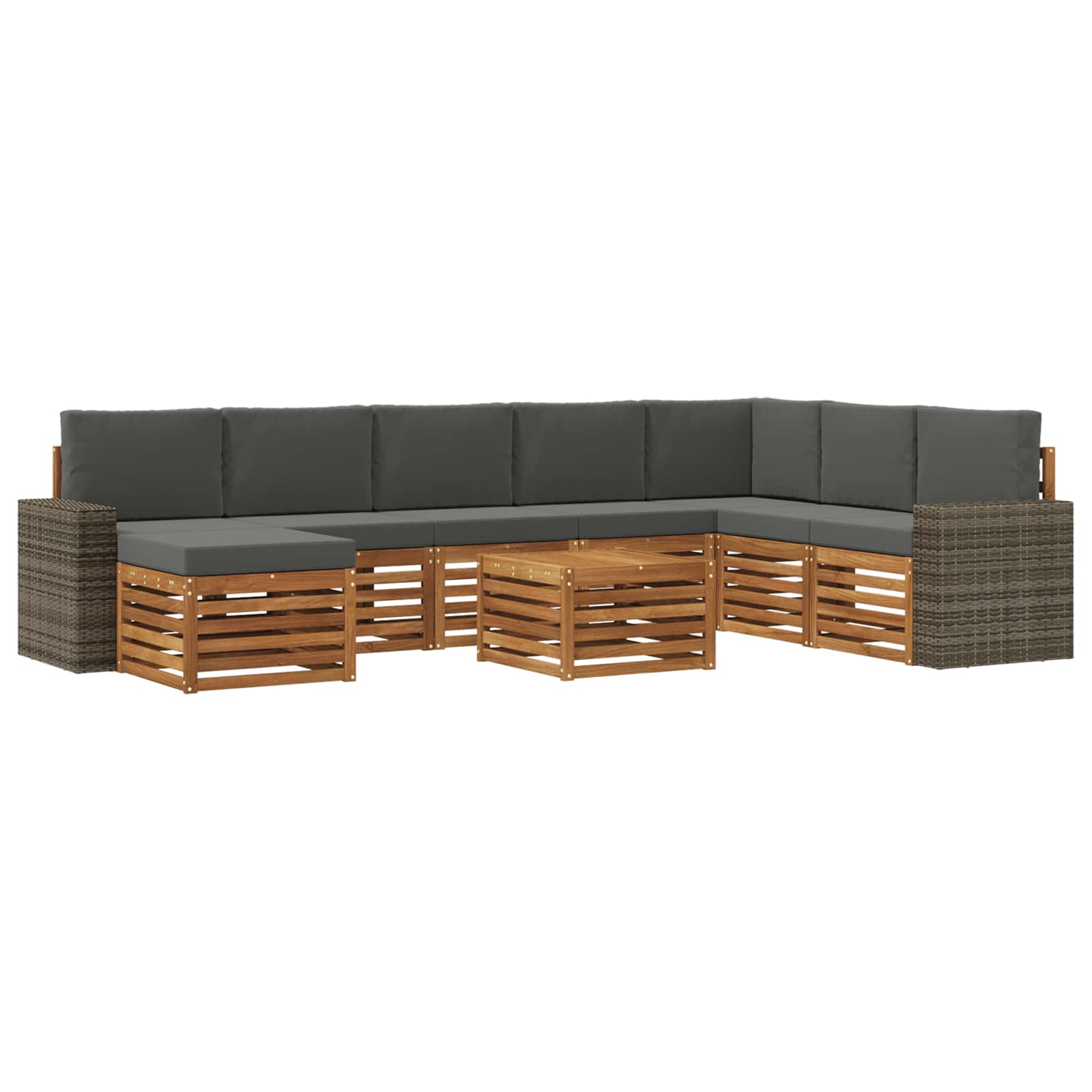 Buiten bankenset met kussen 9 pcs Natuurlijk en Antraciet is nu te koop bij PeponiXL, paradijselijk wonen!