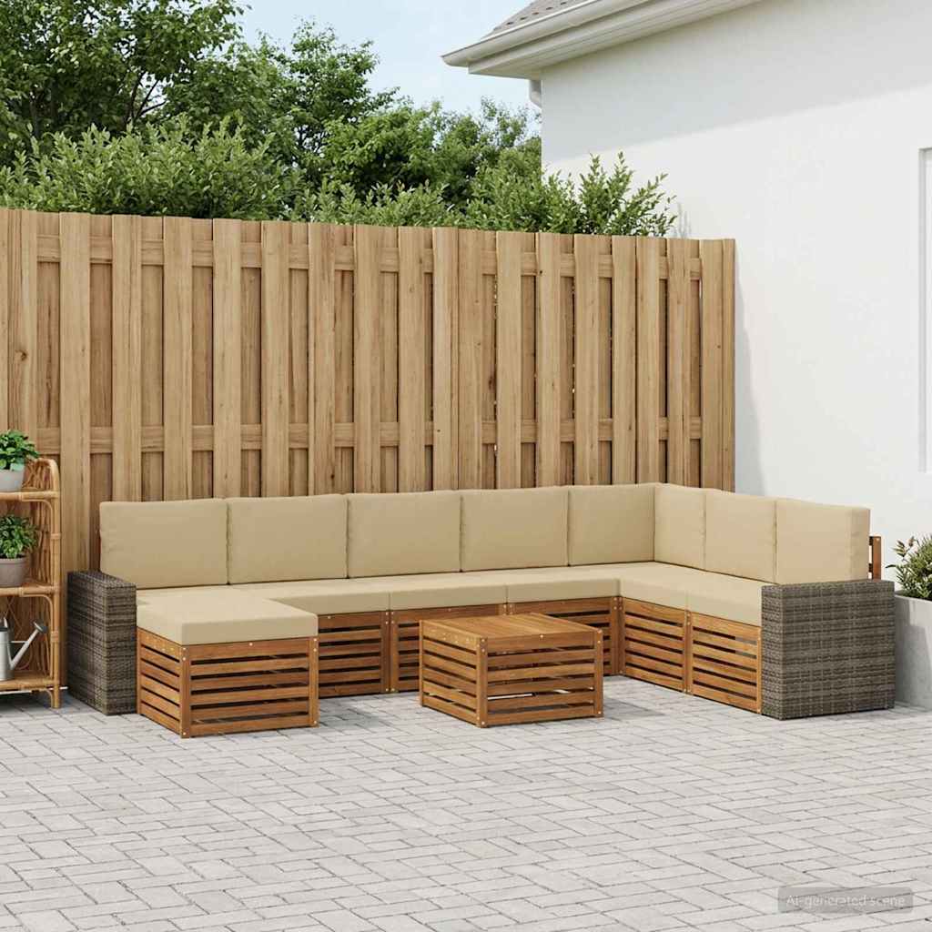 Buiten bankenset met kussen 9 pcs Natuurlijk en Beige is nu te koop bij PeponiXL, paradijselijk wonen!