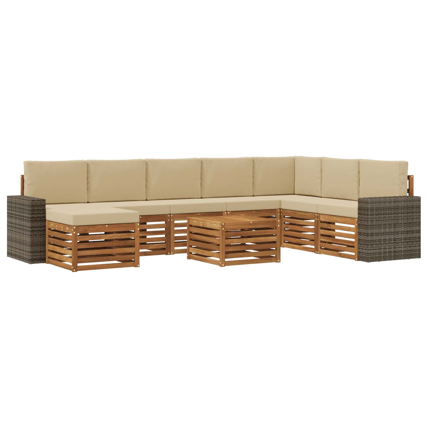 Buiten bankenset met kussen 9 pcs Natuurlijk en Beige is nu te koop bij PeponiXL, paradijselijk wonen!