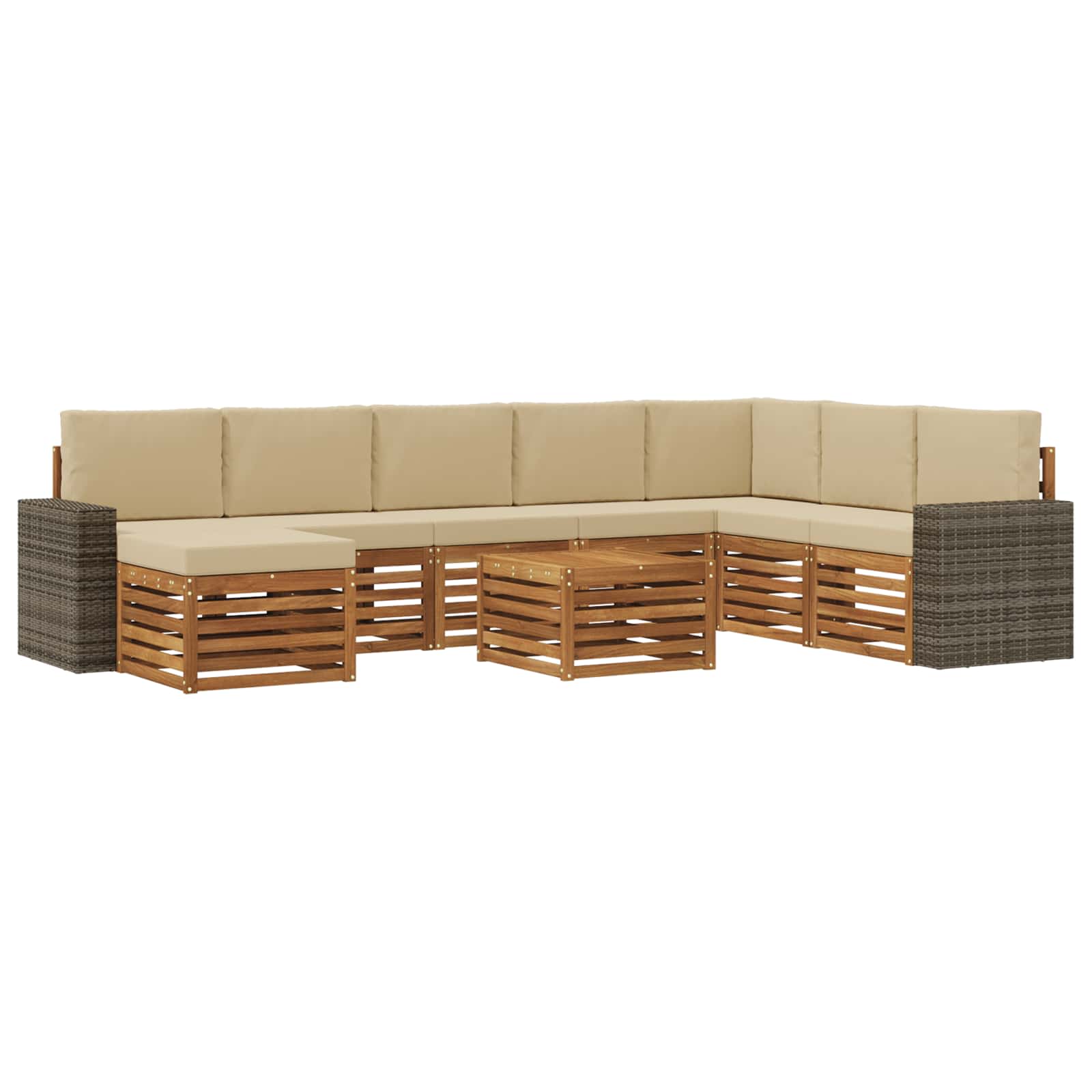 Buiten bankenset met kussen 9 pcs Natuurlijk en Beige is nu te koop bij PeponiXL, paradijselijk wonen!