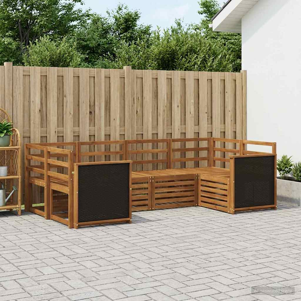 Hoekbank Set 5 pcs Naturel Massief Acaciahout is nu te koop bij PeponiXL, paradijselijk wonen!