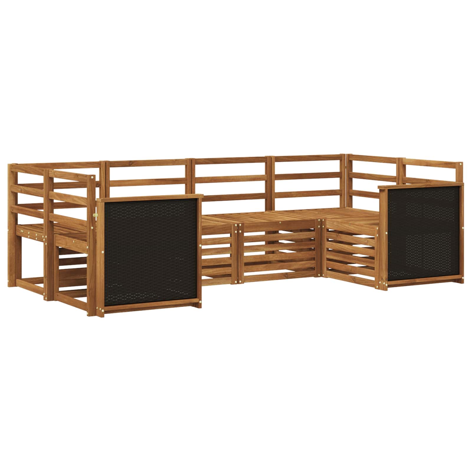 Hoekbank Set 5 pcs Naturel Massief Acaciahout is nu te koop bij PeponiXL, paradijselijk wonen!