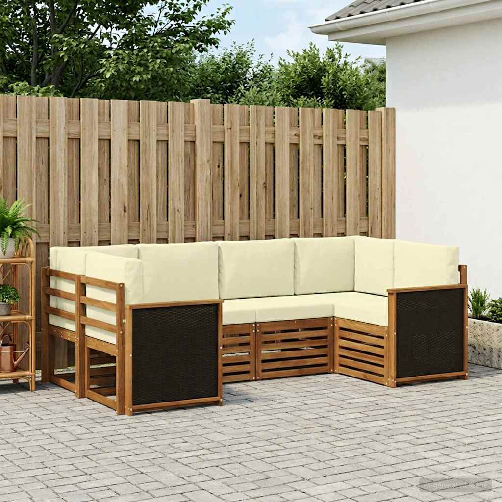 Hoekbank Set met kussen 5 pcs Natuurlijk en Crème is nu te koop bij PeponiXL, paradijselijk wonen!