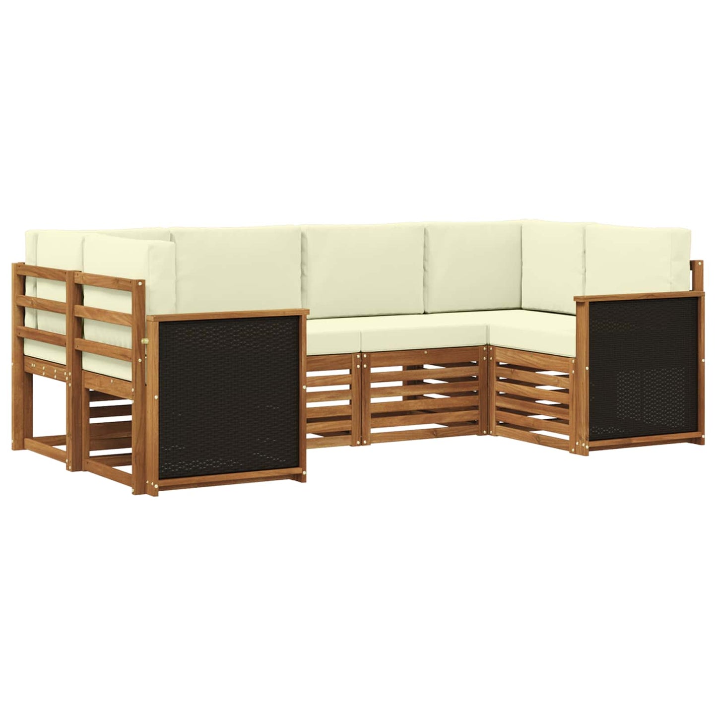 Hoekbank Set met kussen 5 pcs Natuurlijk en Crème is nu te koop bij PeponiXL, paradijselijk wonen!