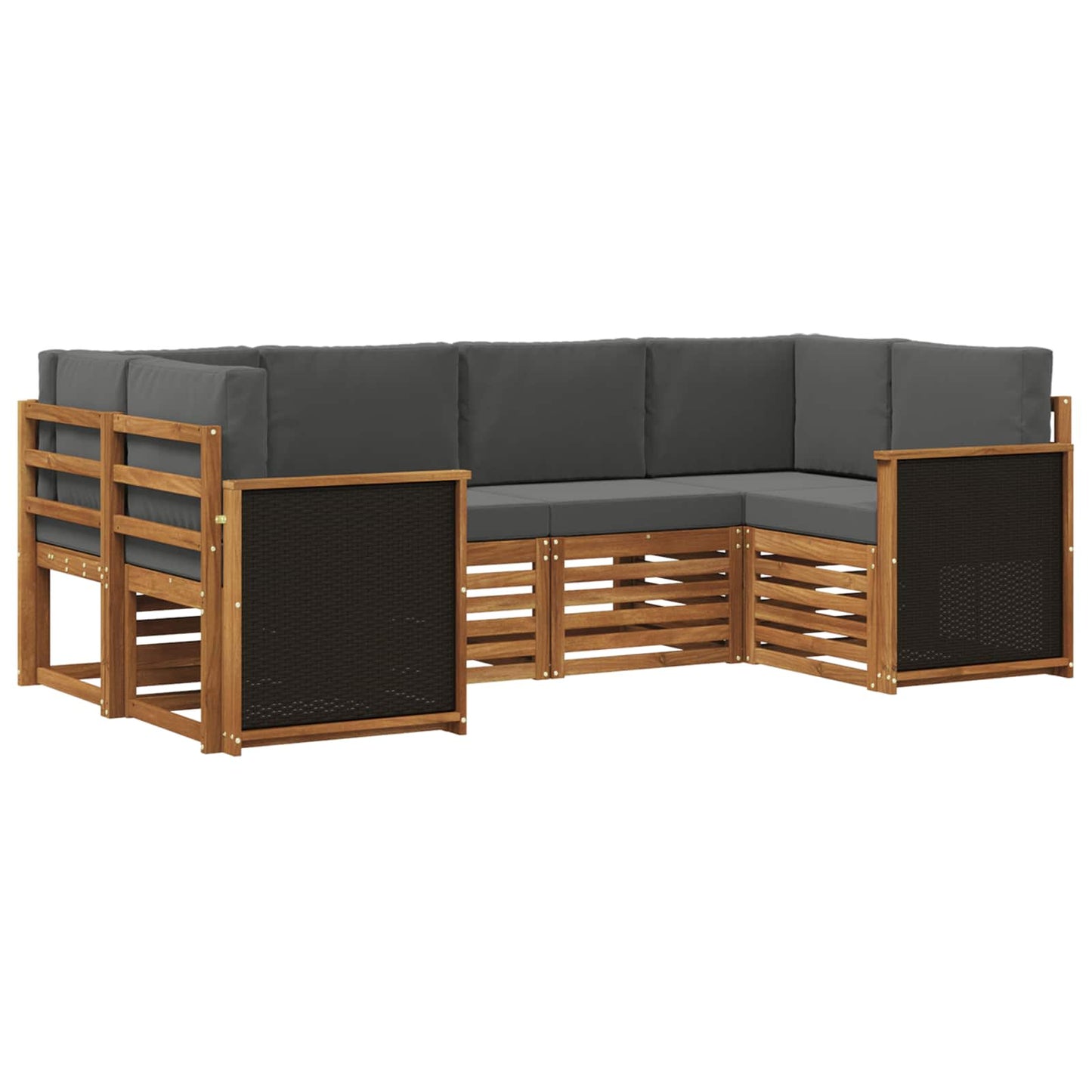 Hoekbank Set met kussen 5 pcs Natuurlijk en Antraciet is nu te koop bij PeponiXL, paradijselijk wonen!