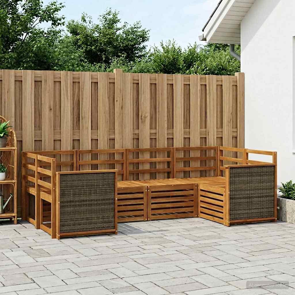 Hoekbank Set 5 pcs Naturel Massief Acaciahout is nu te koop bij PeponiXL, paradijselijk wonen!