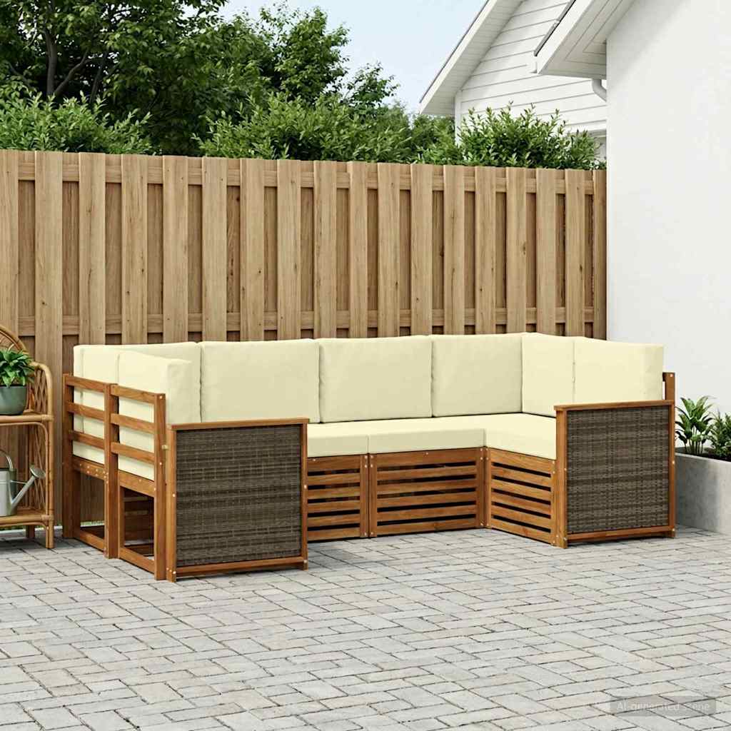 Hoekbank Set met kussen 5 pcs Natuurlijk en Crème is nu te koop bij PeponiXL, paradijselijk wonen!