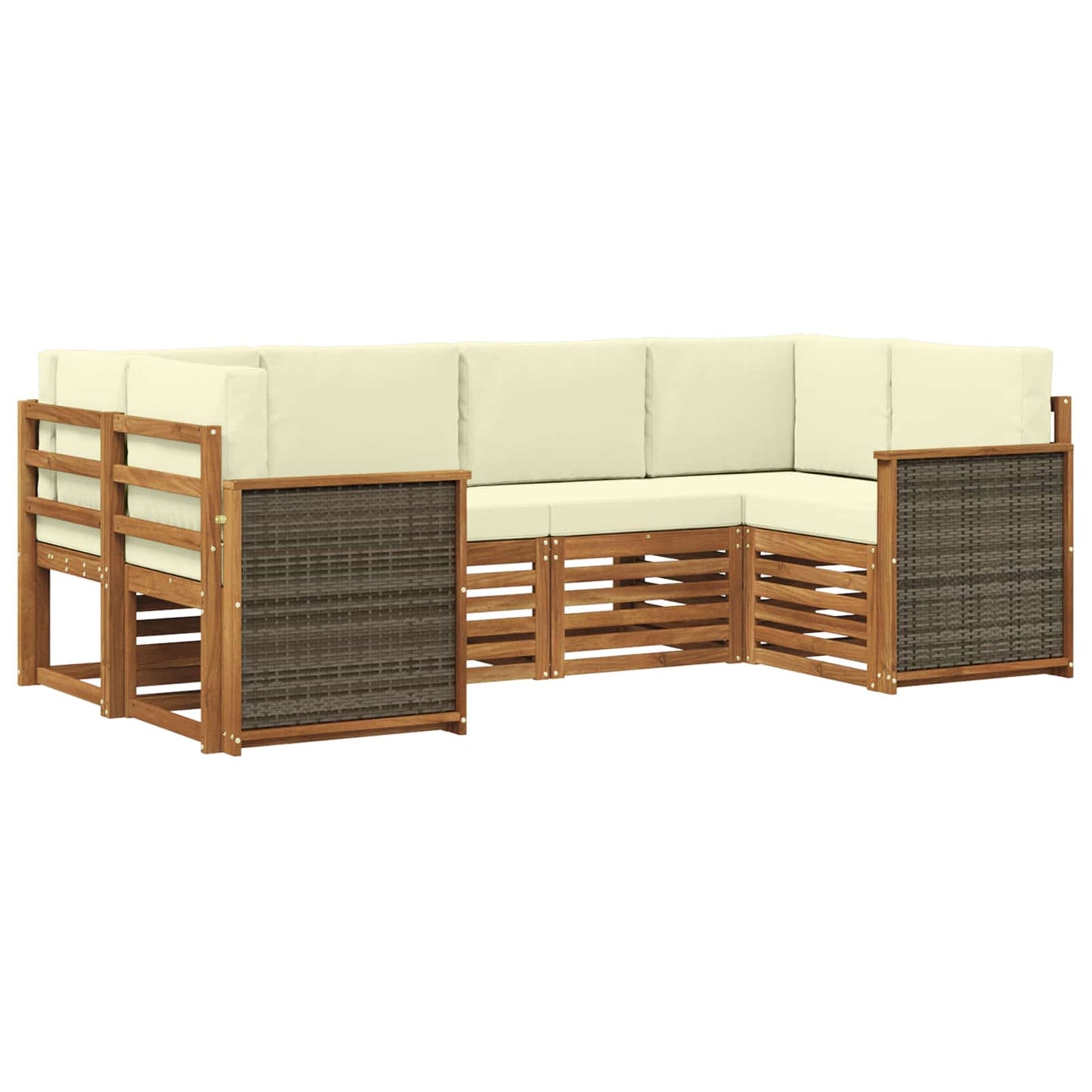 Hoekbank Set met kussen 5 pcs Natuurlijk en Crème is nu te koop bij PeponiXL, paradijselijk wonen!