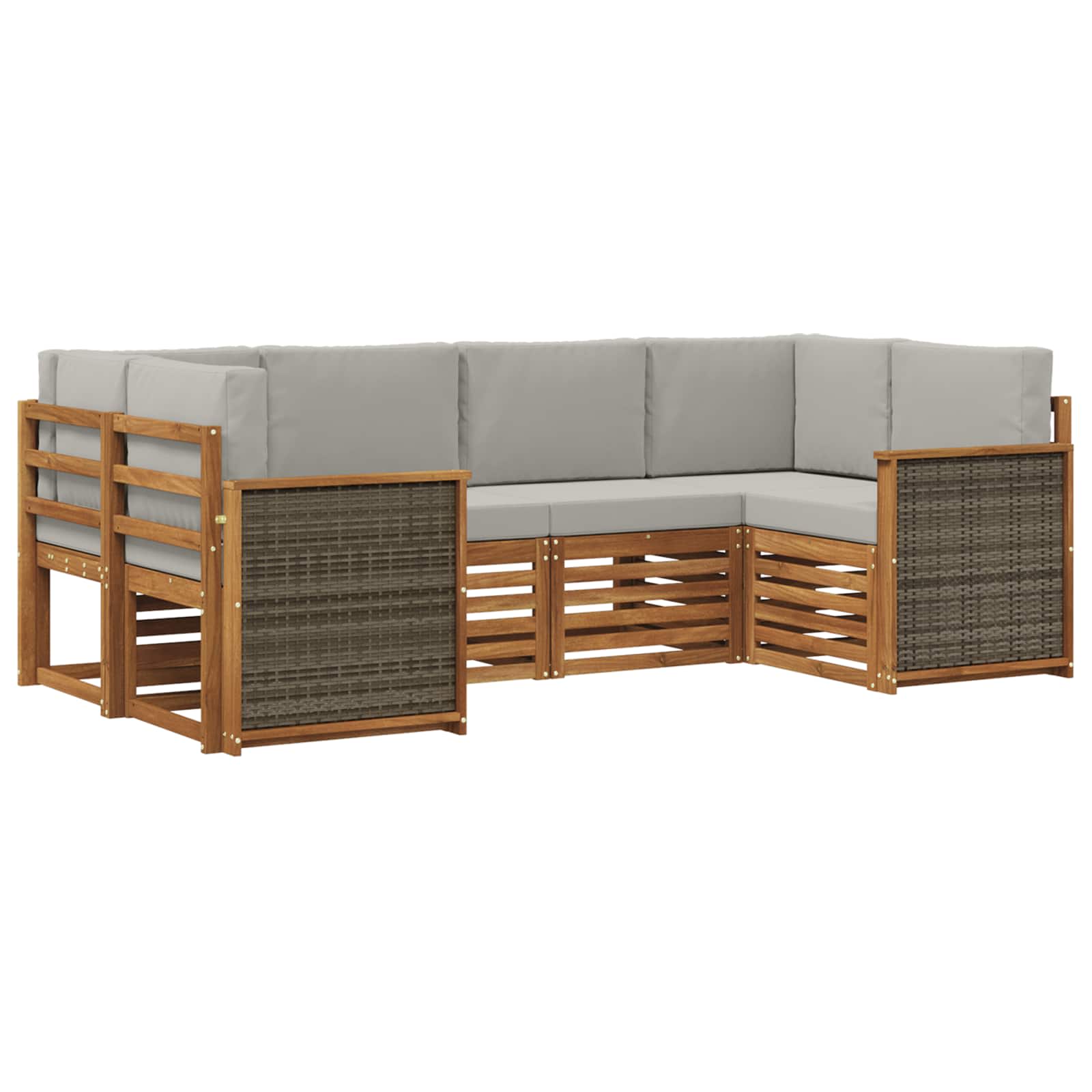 Hoekbank Set met kussen 5 pcs Naturel en lichtgrijs is nu te koop bij PeponiXL, paradijselijk wonen!