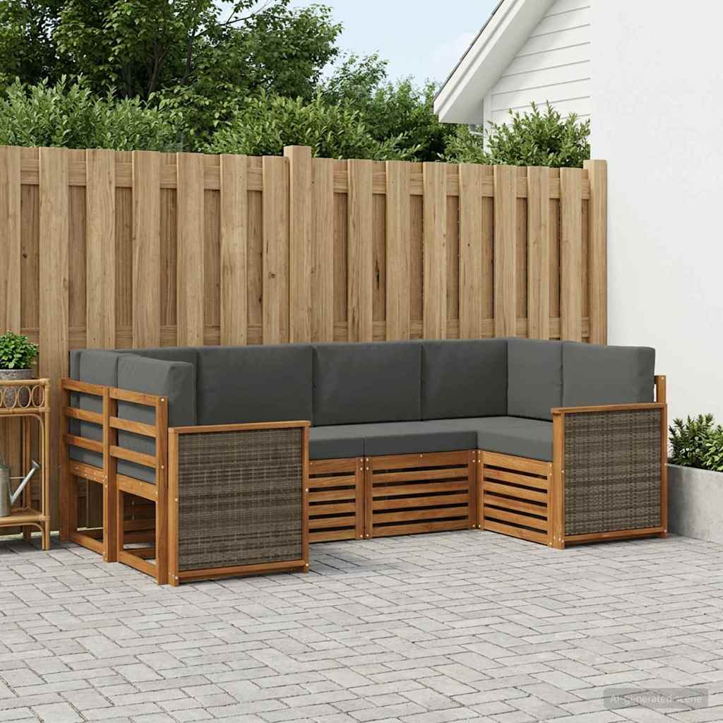 Hoekbank Set met kussen 5 pcs Natuurlijk en Antraciet is nu te koop bij PeponiXL, paradijselijk wonen!