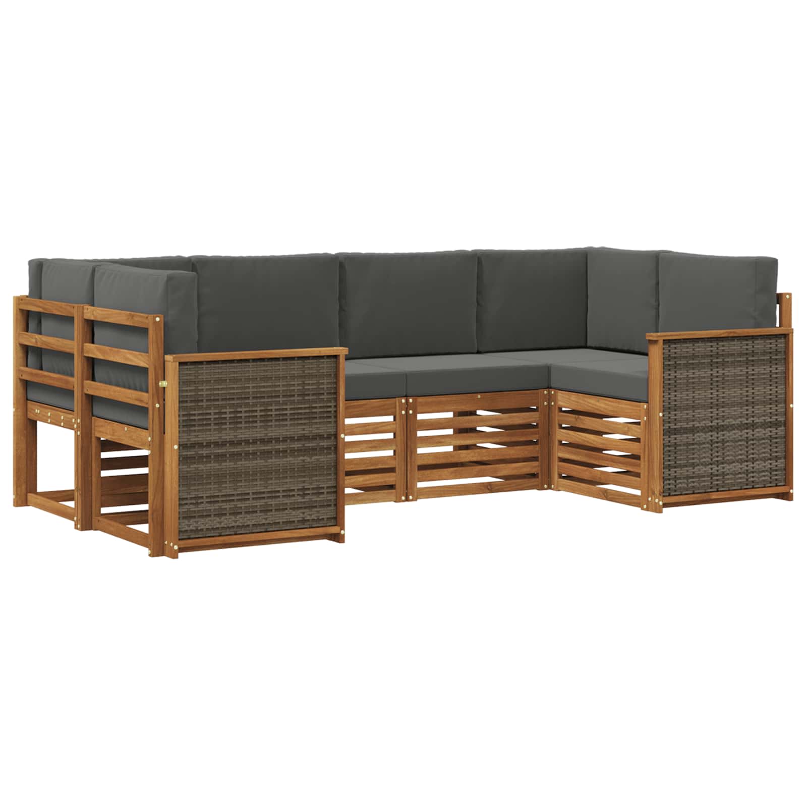 Hoekbank Set met kussen 5 pcs Natuurlijk en Antraciet is nu te koop bij PeponiXL, paradijselijk wonen!