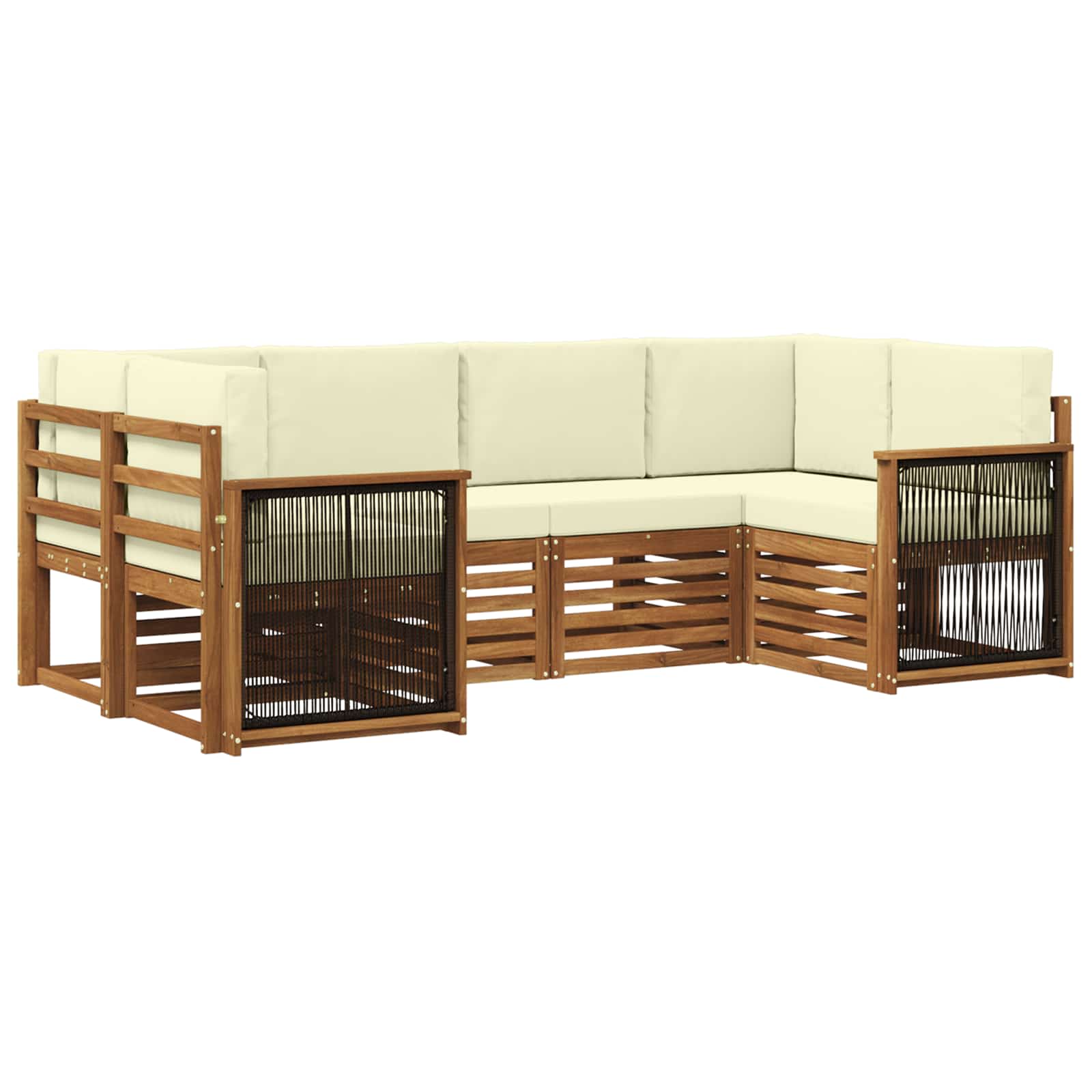 Hoekbank Set met kussen 5 pcs Natuurlijk en Crème is nu te koop bij PeponiXL, paradijselijk wonen!