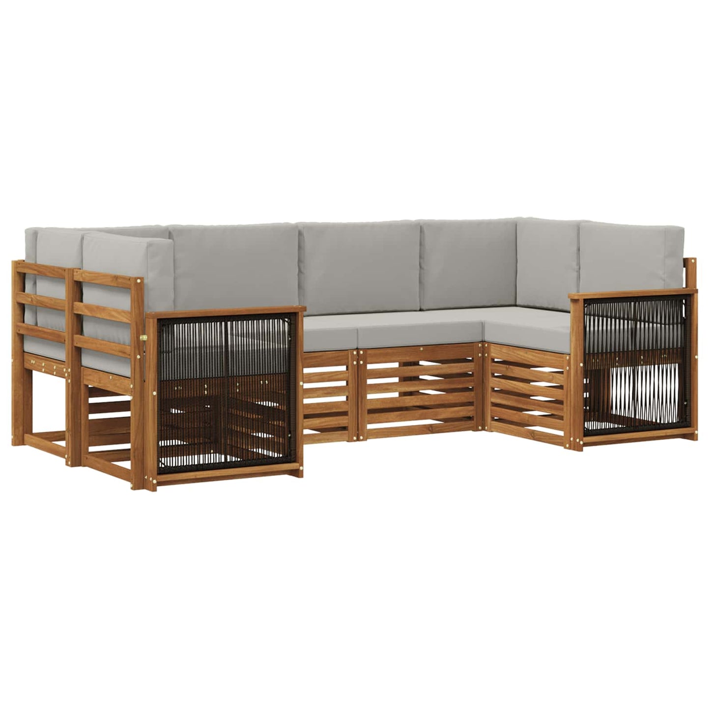 Hoekbank Set met kussen 5 pcs Naturel en lichtgrijs is nu te koop bij PeponiXL, paradijselijk wonen!