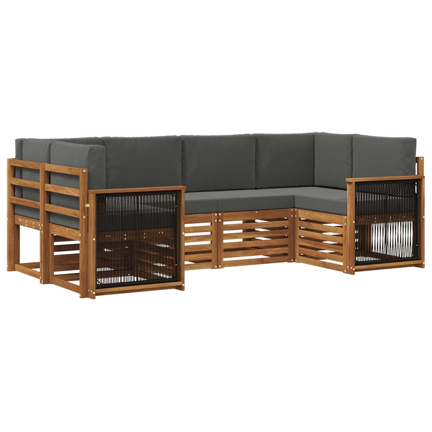 Hoekbank Set met kussen 5 pcs Natuurlijk en Antraciet is nu te koop bij PeponiXL, paradijselijk wonen!