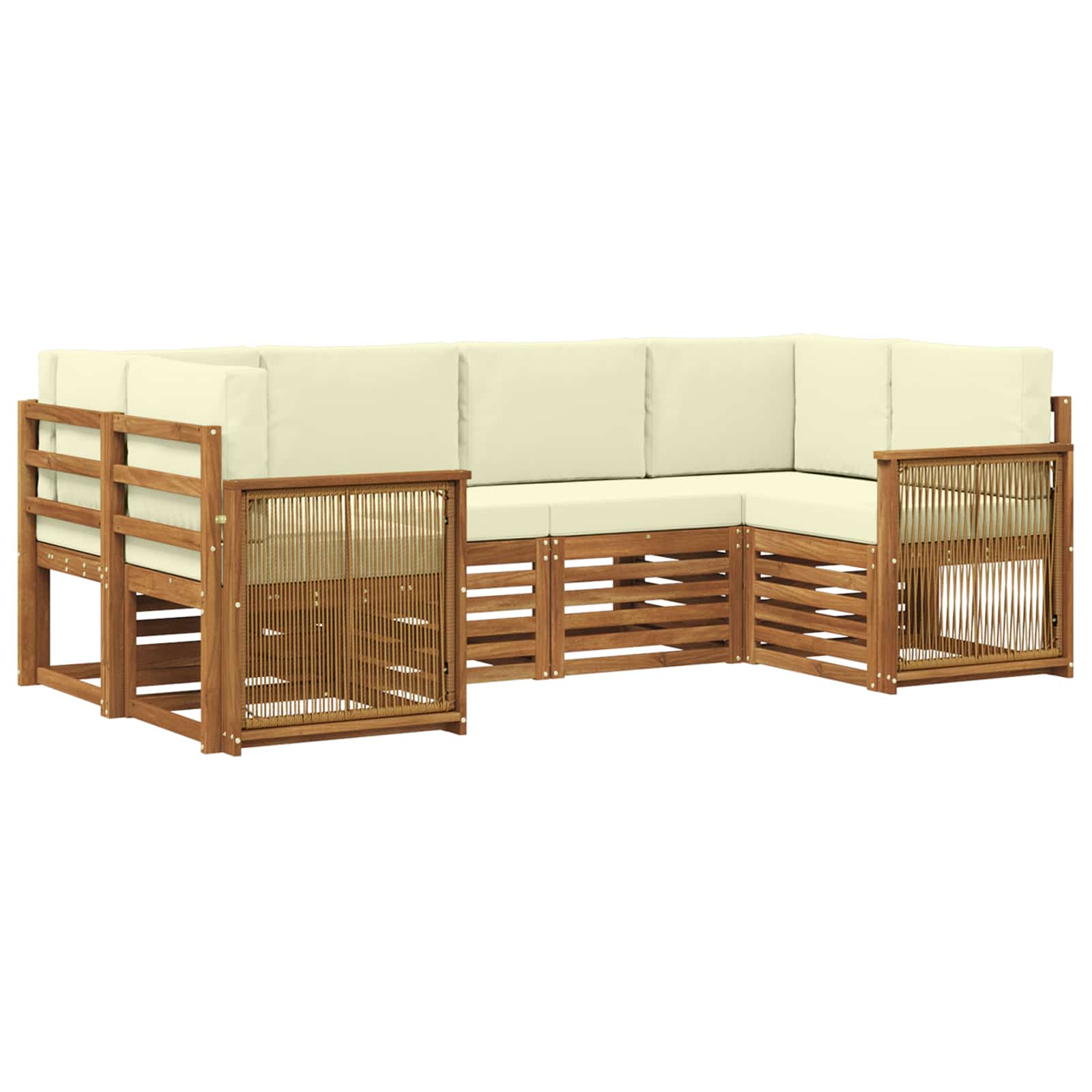Hoekbank Set met kussen 5 pcs Natuurlijk en Crème is nu te koop bij PeponiXL, paradijselijk wonen!