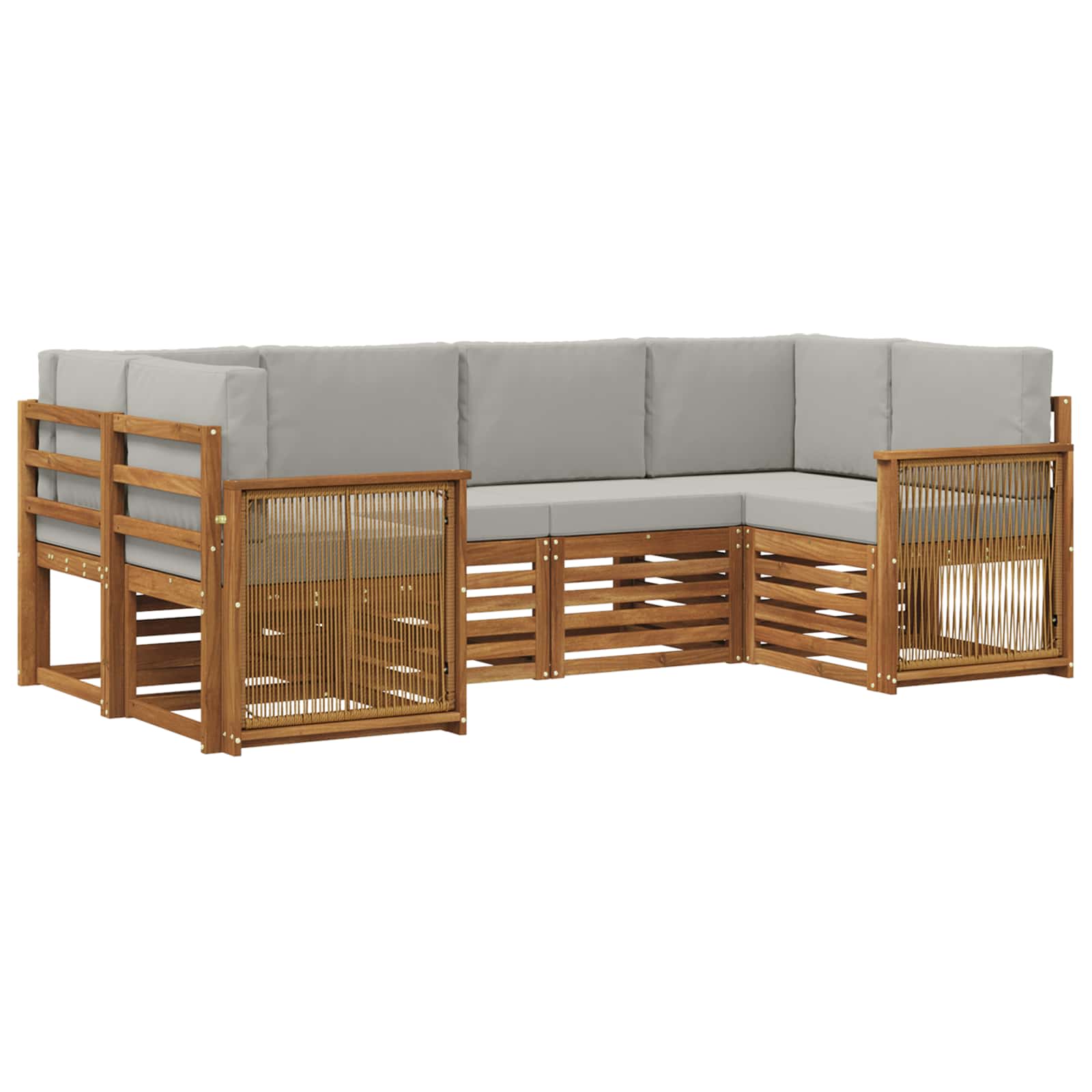 Hoekbank Set met kussen 5 pcs Naturel en lichtgrijs is nu te koop bij PeponiXL, paradijselijk wonen!