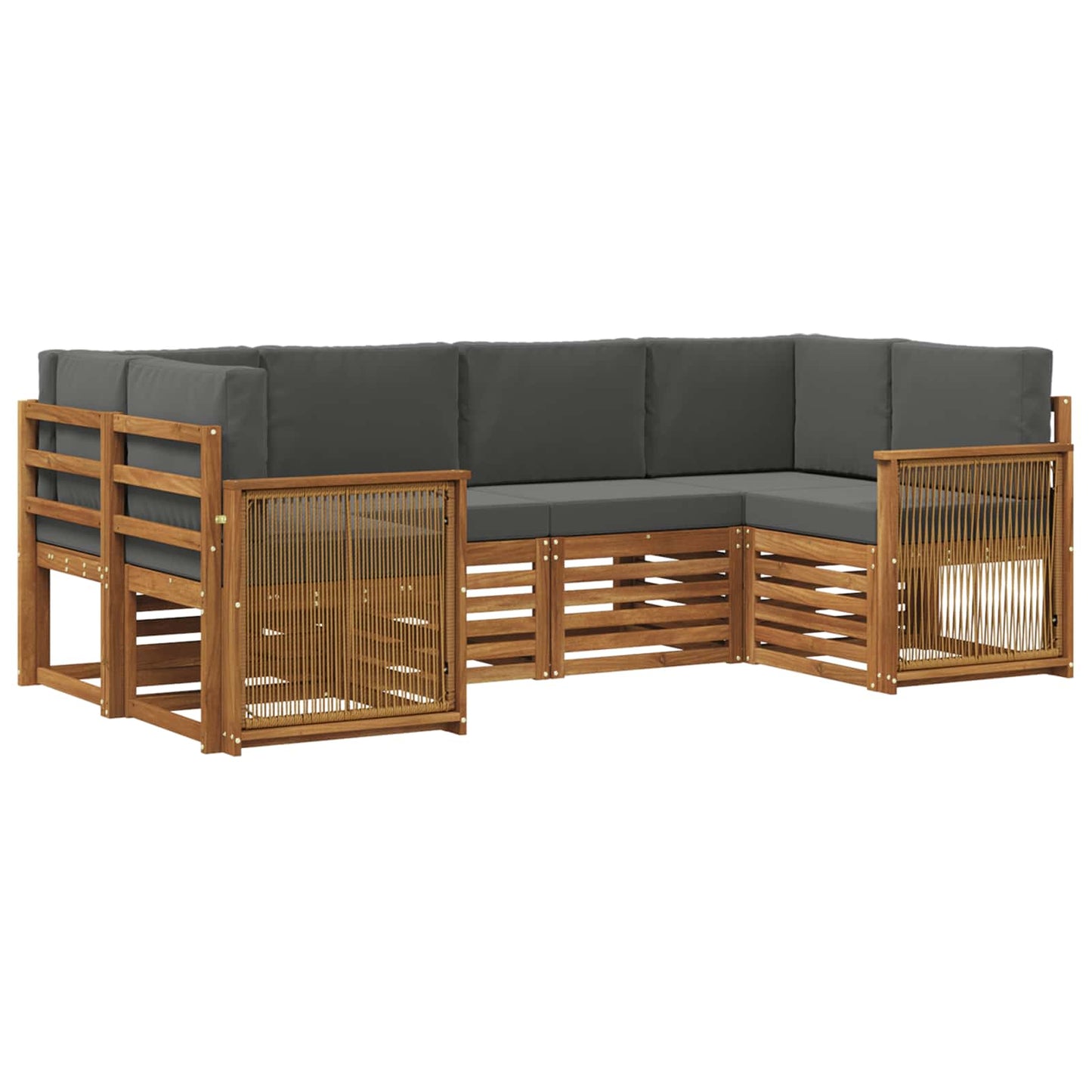 Hoekbank Set met kussen 5 pcs Natuurlijk en Antraciet is nu te koop bij PeponiXL, paradijselijk wonen!