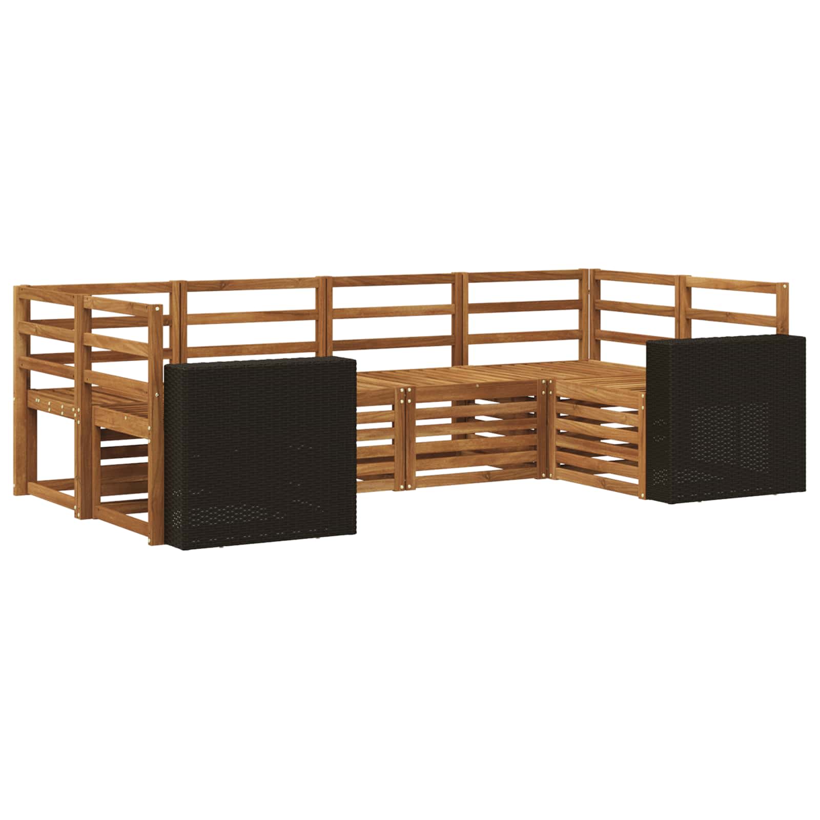 Hoekbank Set 6 pcs Naturel Massief Acaciahout is nu te koop bij PeponiXL, paradijselijk wonen!