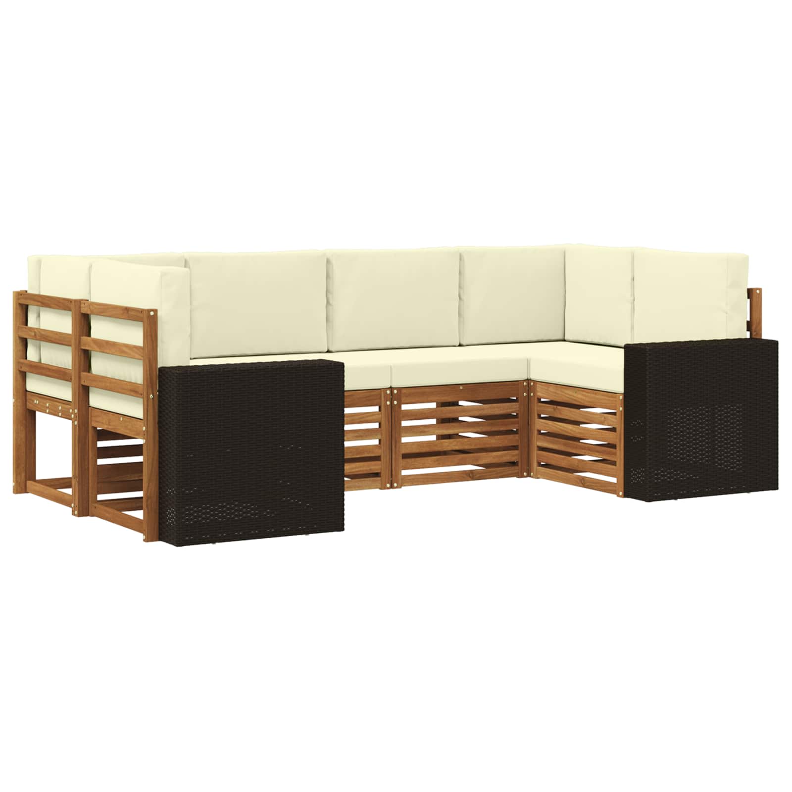 Hoekbank Set met kussen 6 pcs Natuurlijk en Crème Polyester is nu te koop bij PeponiXL, paradijselijk wonen!
