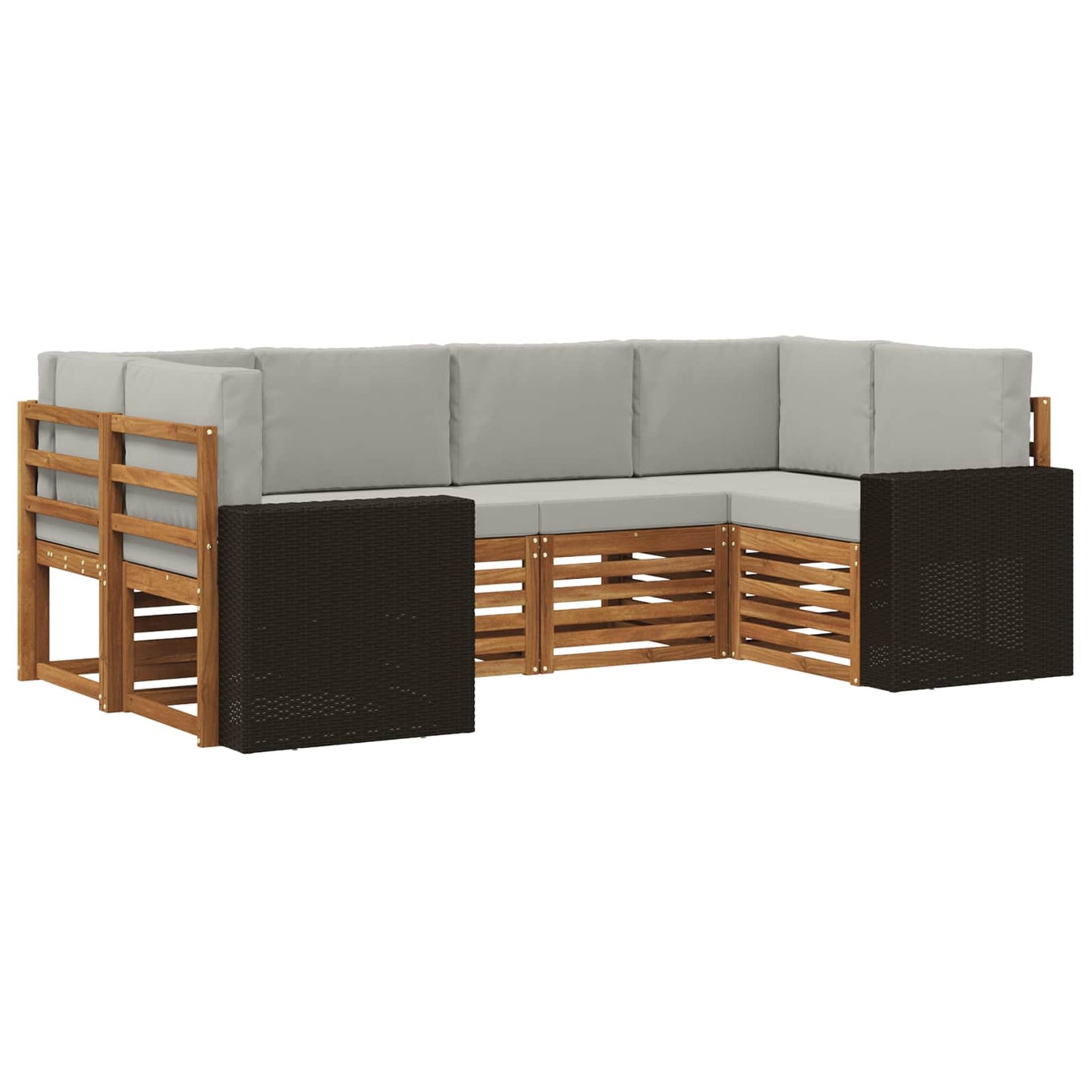 Hoekbank Set met kussen 6 pcs Naturel en lichtgrijs Polyester is nu te koop bij PeponiXL, paradijselijk wonen!