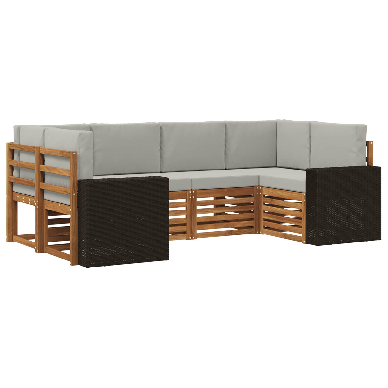 Hoekbank Set met kussen 6 pcs Naturel en lichtgrijs Polyester is nu te koop bij PeponiXL, paradijselijk wonen!