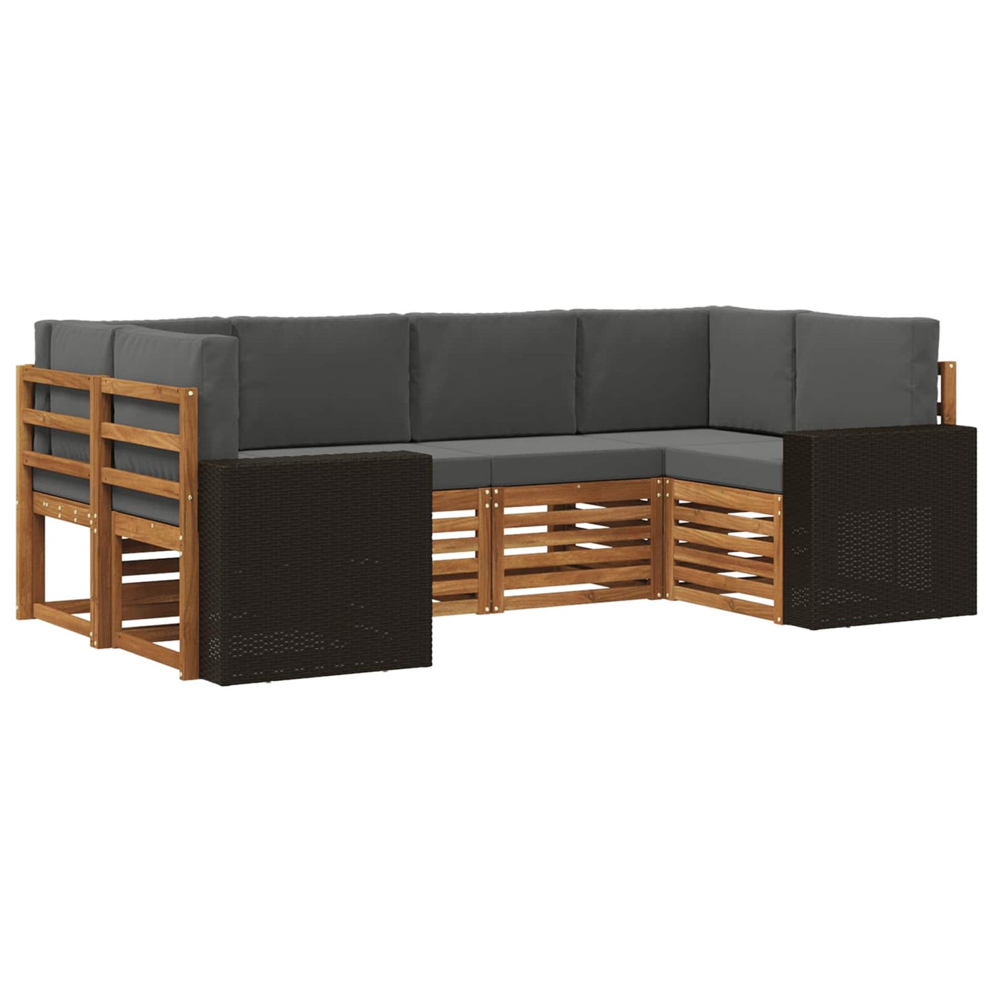 Hoekbank Set met kussen 6 pcs Natuurlijk en Antraciet Polyester is nu te koop bij PeponiXL, paradijselijk wonen!