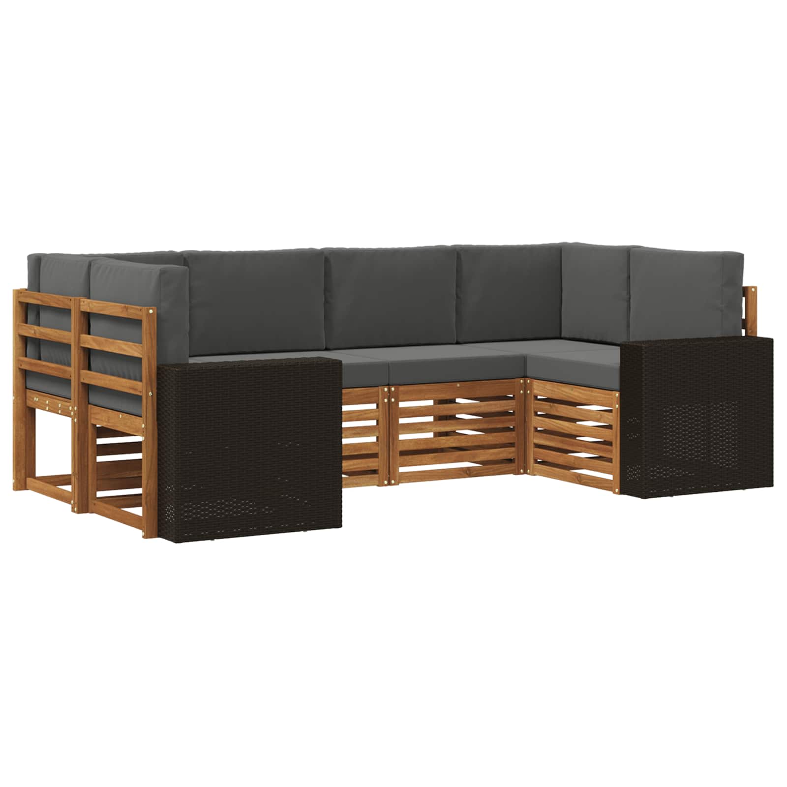 Hoekbank Set met kussen 6 pcs Natuurlijk en Antraciet Polyester is nu te koop bij PeponiXL, paradijselijk wonen!