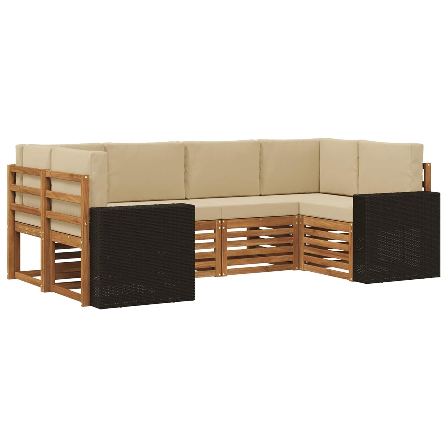 Hoekbank Set met kussen 6 pcs Natuurlijk en Beige Polyester is nu te koop bij PeponiXL, paradijselijk wonen!