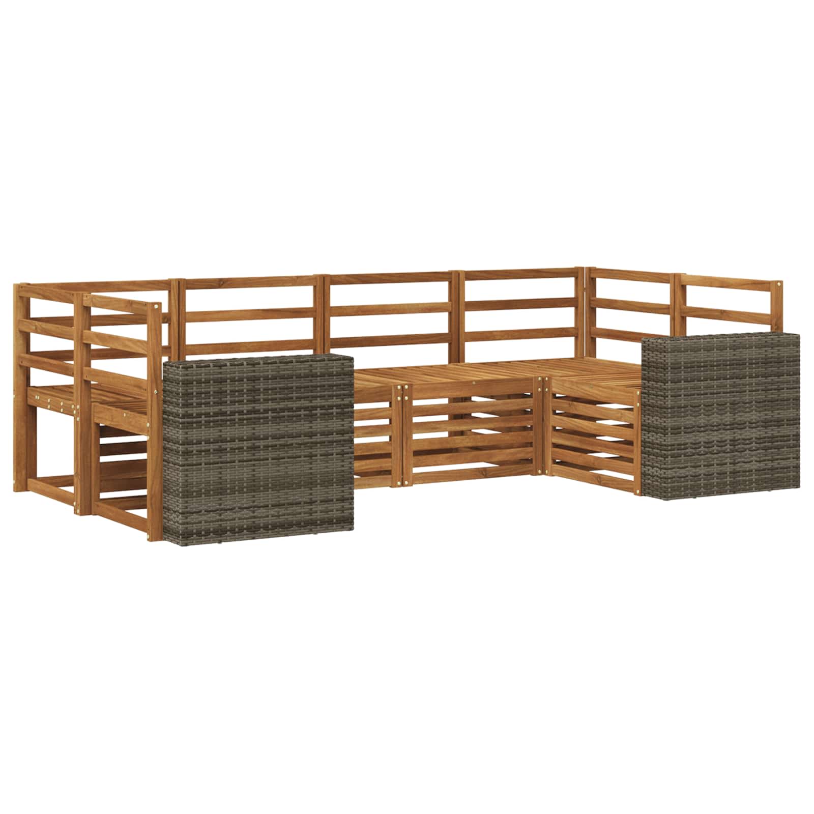 Hoekbank Set 6 pcs Naturel Massief Acaciahout is nu te koop bij PeponiXL, paradijselijk wonen!