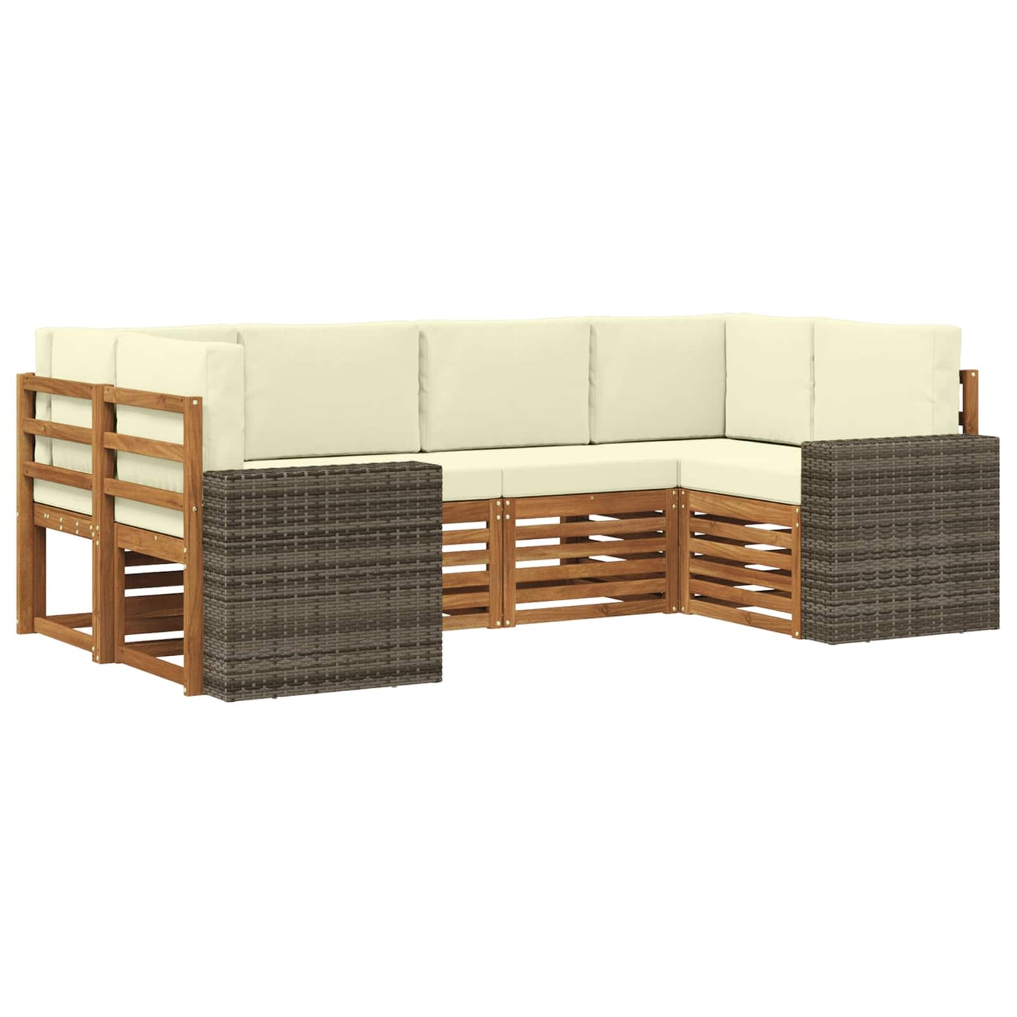 Hoekbank Set met kussen 6 pcs Natuurlijk en Crème Polyester is nu te koop bij PeponiXL, paradijselijk wonen!