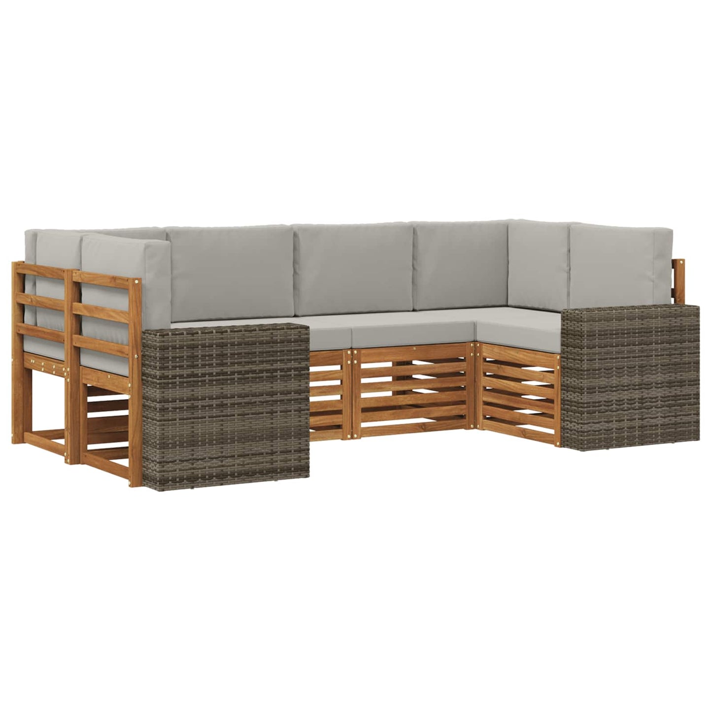 Hoekbank Set met kussen 6 pcs Naturel en lichtgrijs Polyester is nu te koop bij PeponiXL, paradijselijk wonen!