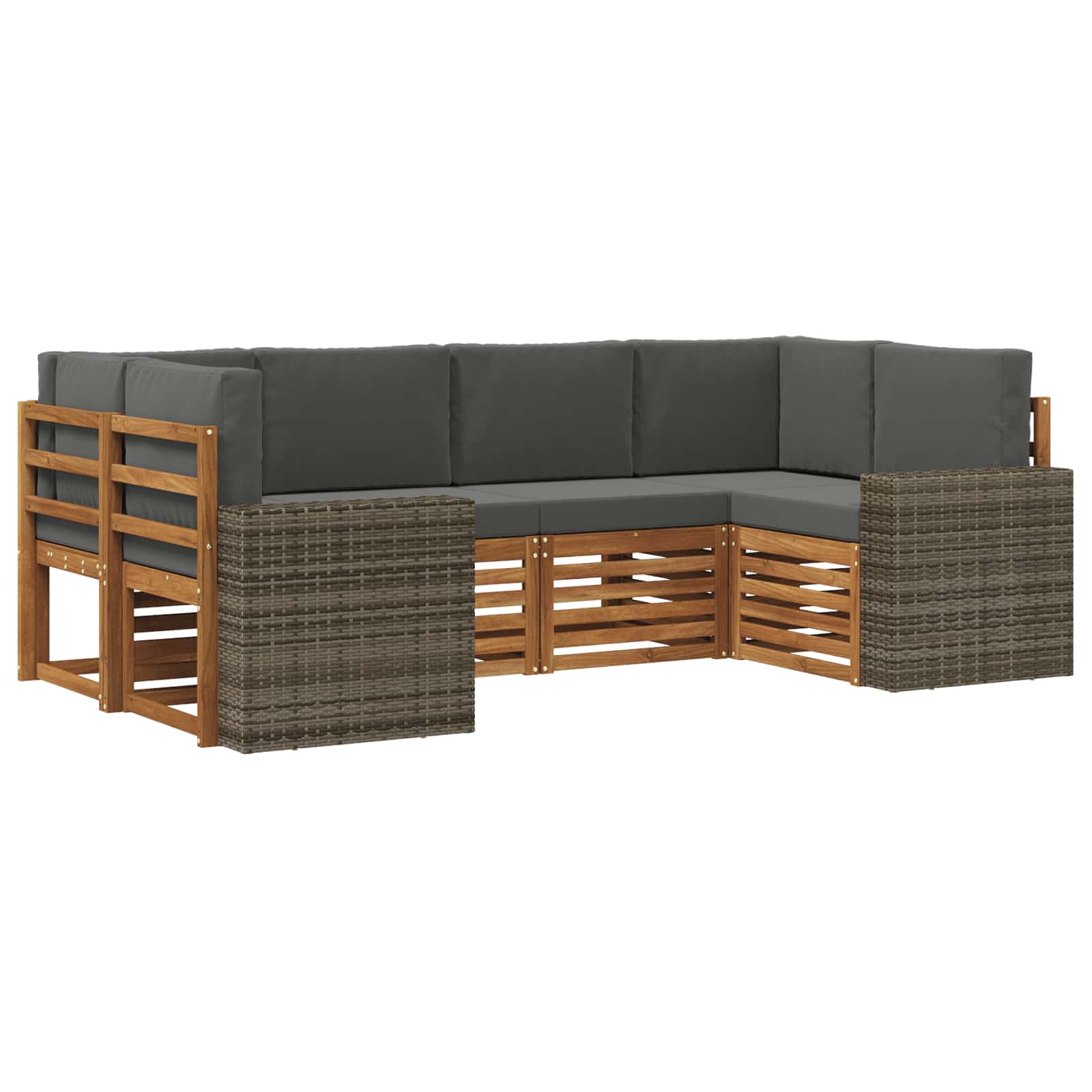 Hoekbank Set met kussen 6 pcs Natuurlijk en Antraciet Polyester is nu te koop bij PeponiXL, paradijselijk wonen!