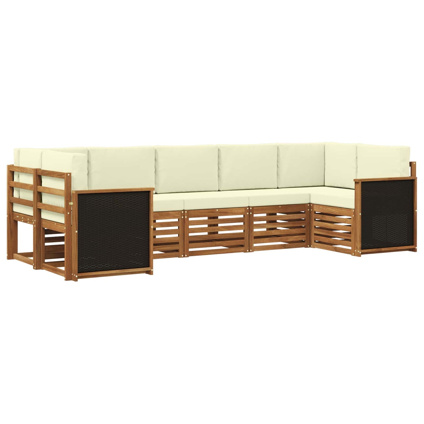 Hoekbank Set met kussen 6 pcs Natuurlijk en Crème is nu te koop bij PeponiXL, paradijselijk wonen!